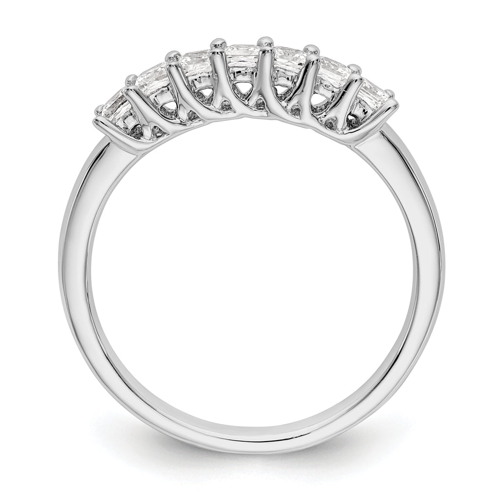14K White Gold 7-Stone Shared Prong 1/2 carat Complete Princess Diamond Band