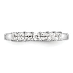 14K White Gold 7-Stone Shared Prong 1/2 carat Complete Princess Diamond Band