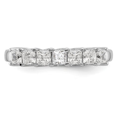 14K White Gold 7-Stone Shared Prong 1 carat Complete Princess Diamond Band - 7