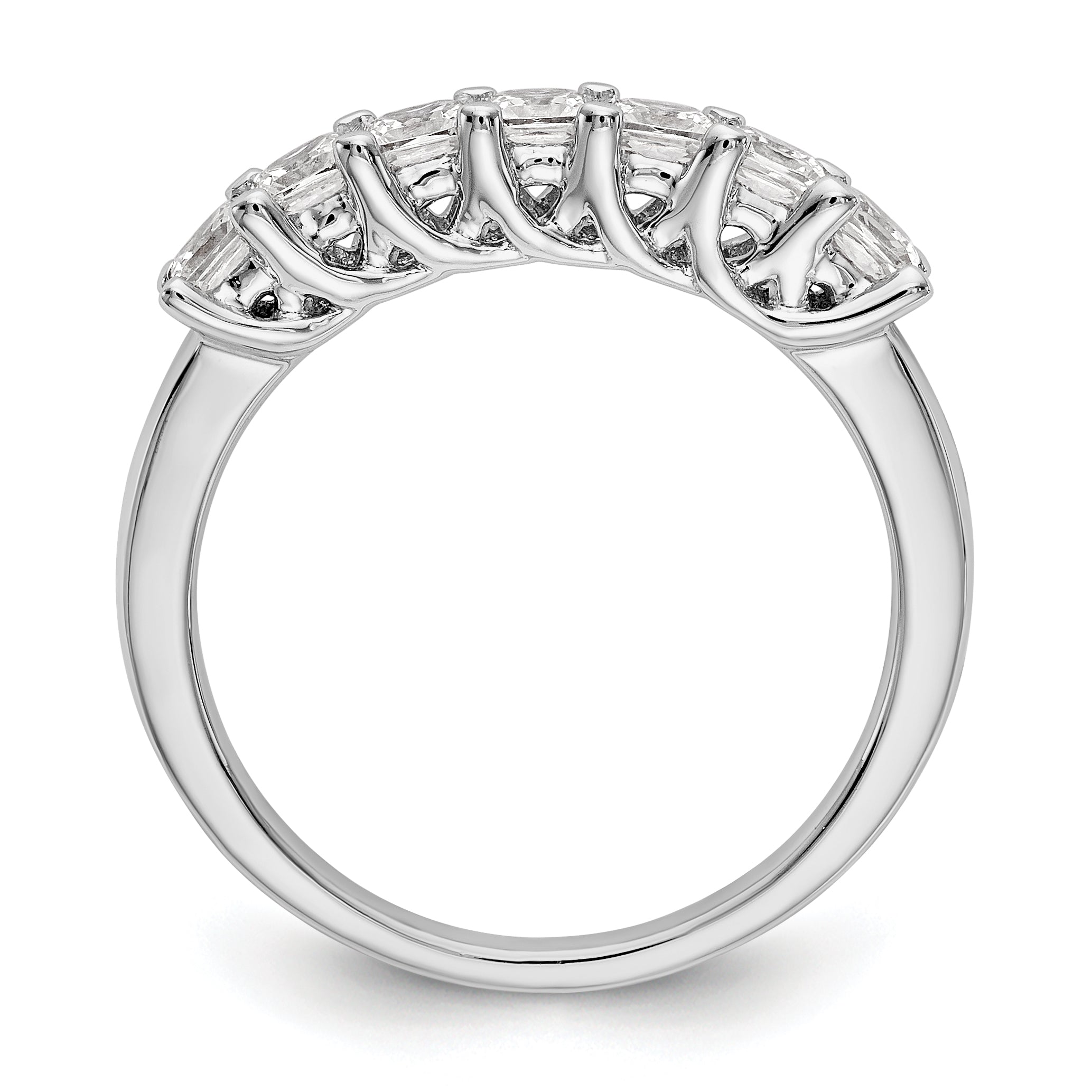 14K White Gold 7-Stone Shared Prong 1 carat Complete Princess Diamond Band