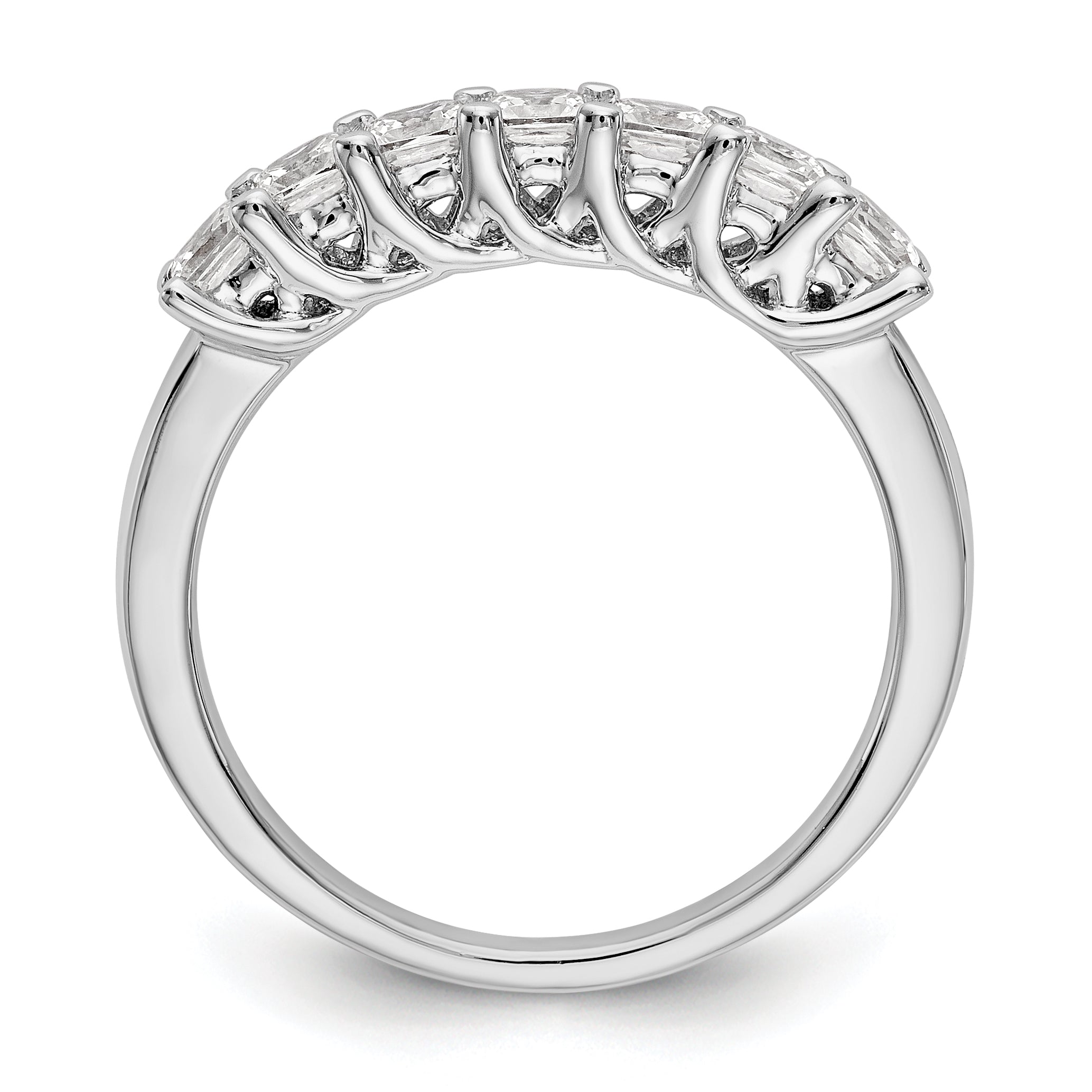 14K White Gold 7-Stone Shared Prong 1 carat Complete Princess Diamond Band Secondary image
