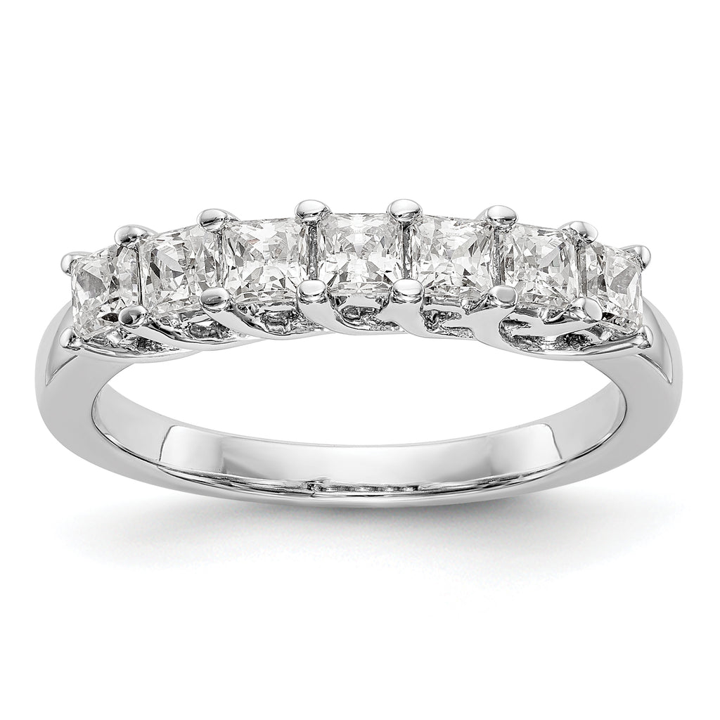 14K White Gold 7-Stone Shared Prong 1 carat Complete Princess Diamond Band