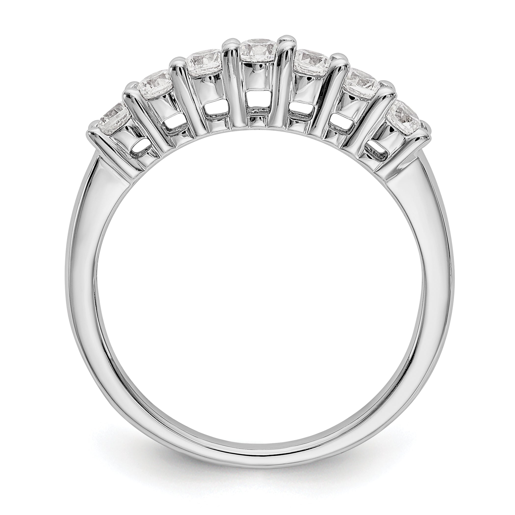 14K White Gold 7-Stone Shared Prong 1/2 carat Complete Round Diamond Band Secondary image