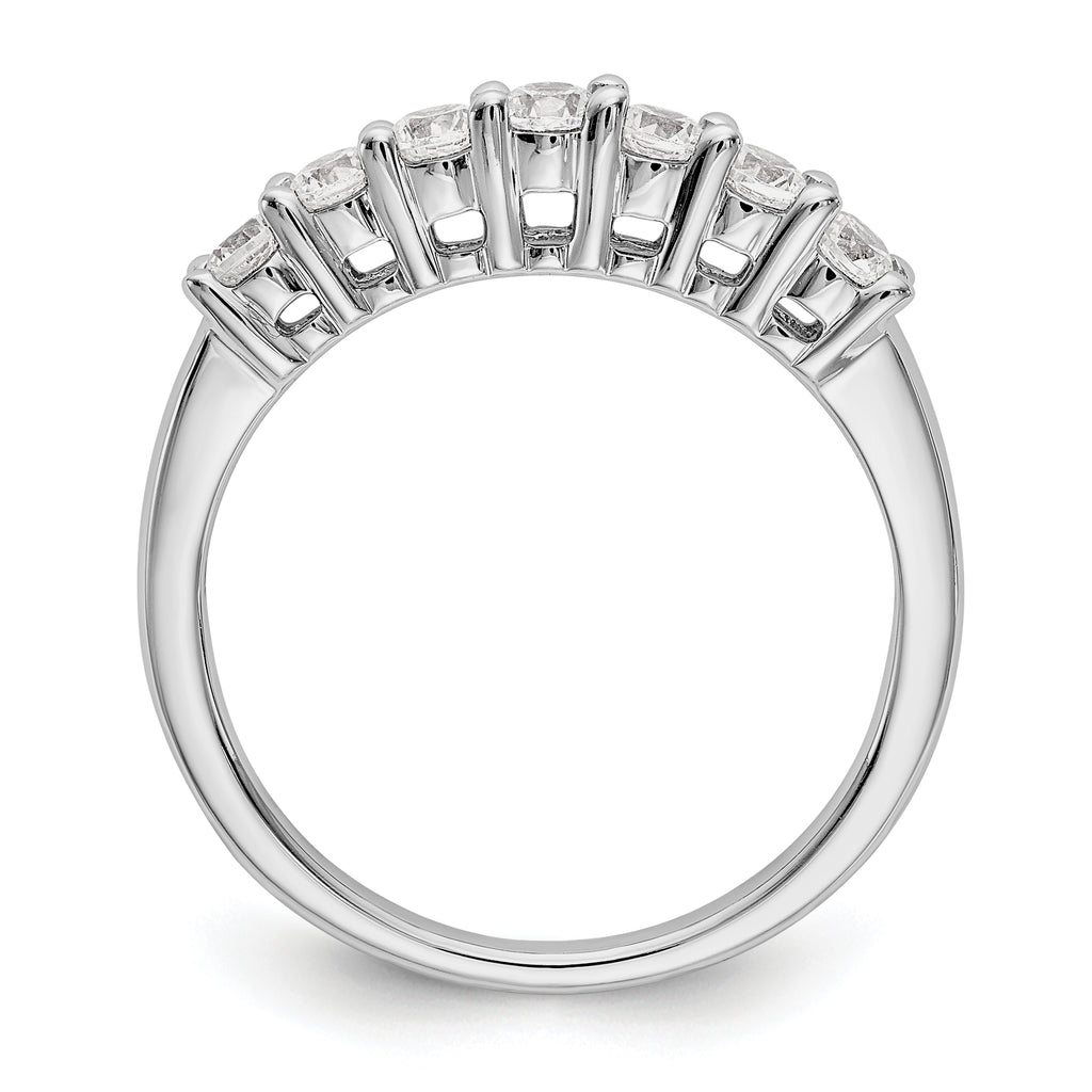 14K White Gold 7-Stone Shared Prong 1/2 carat Complete Round Diamond Band