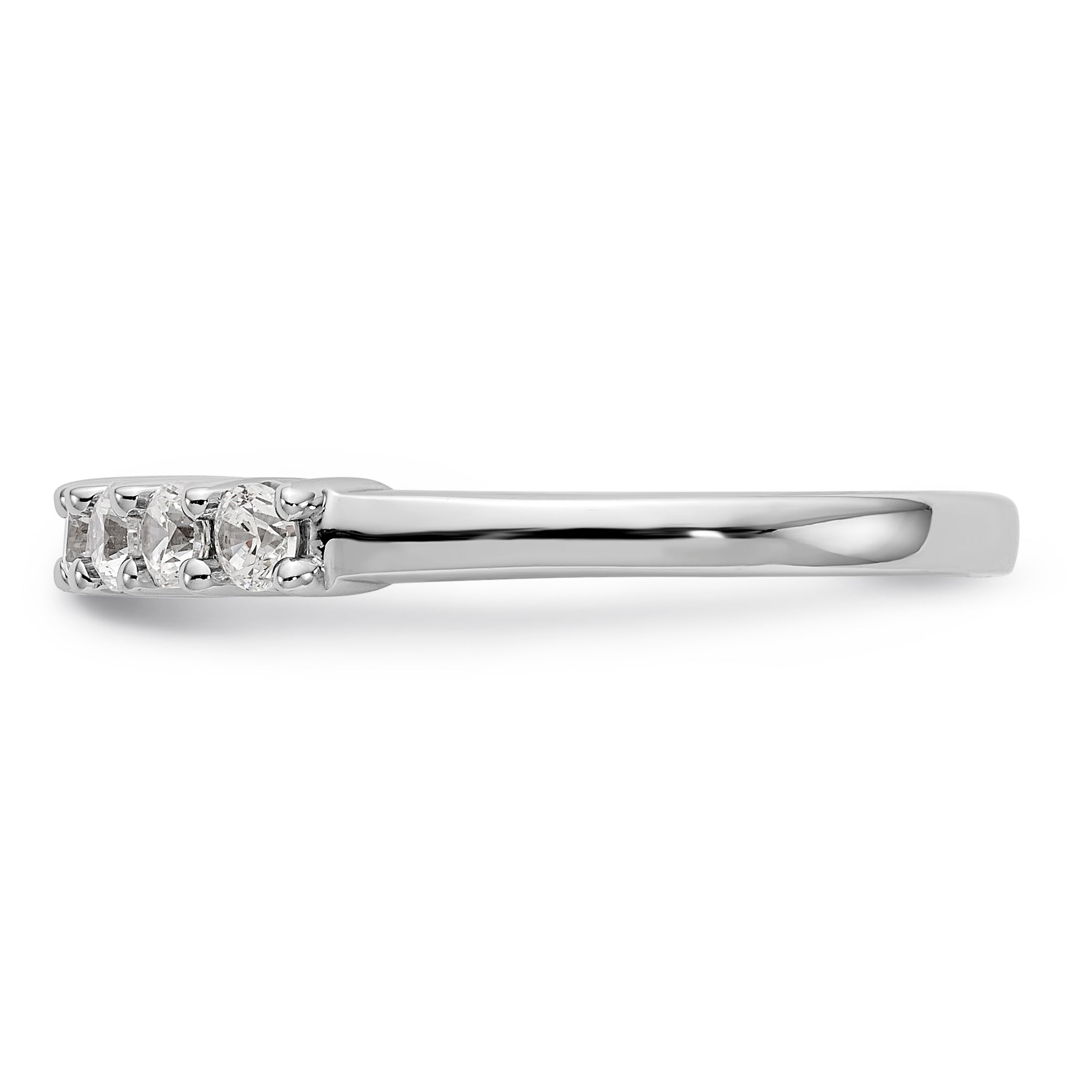 14K White Gold 7-Stone Shared Prong 1/2 carat Complete Round Diamond Band - 7