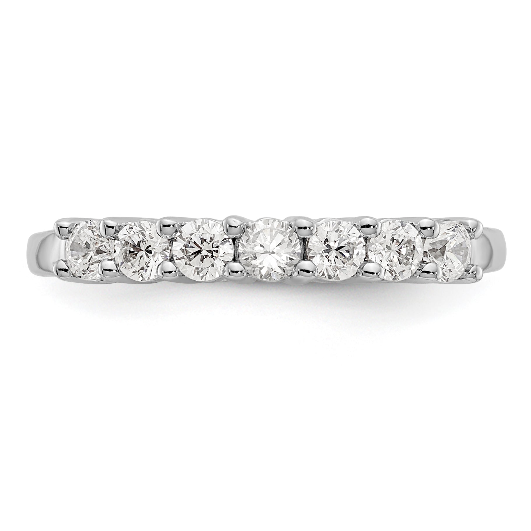 14K White Gold 7-Stone Shared Prong 1/2 carat Complete Round Diamond Band - 7
