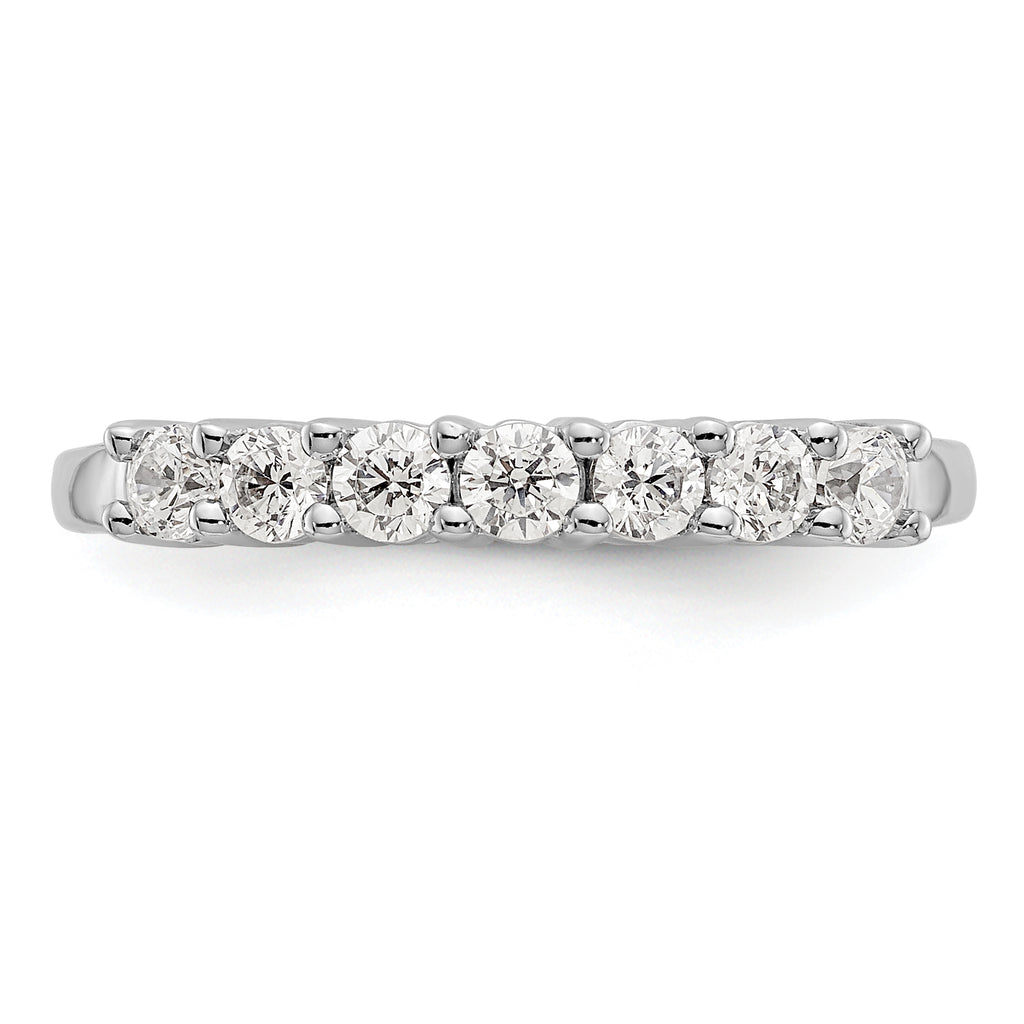 14K White Gold 7-Stone Shared Prong 1/2 carat Complete Round Diamond Band