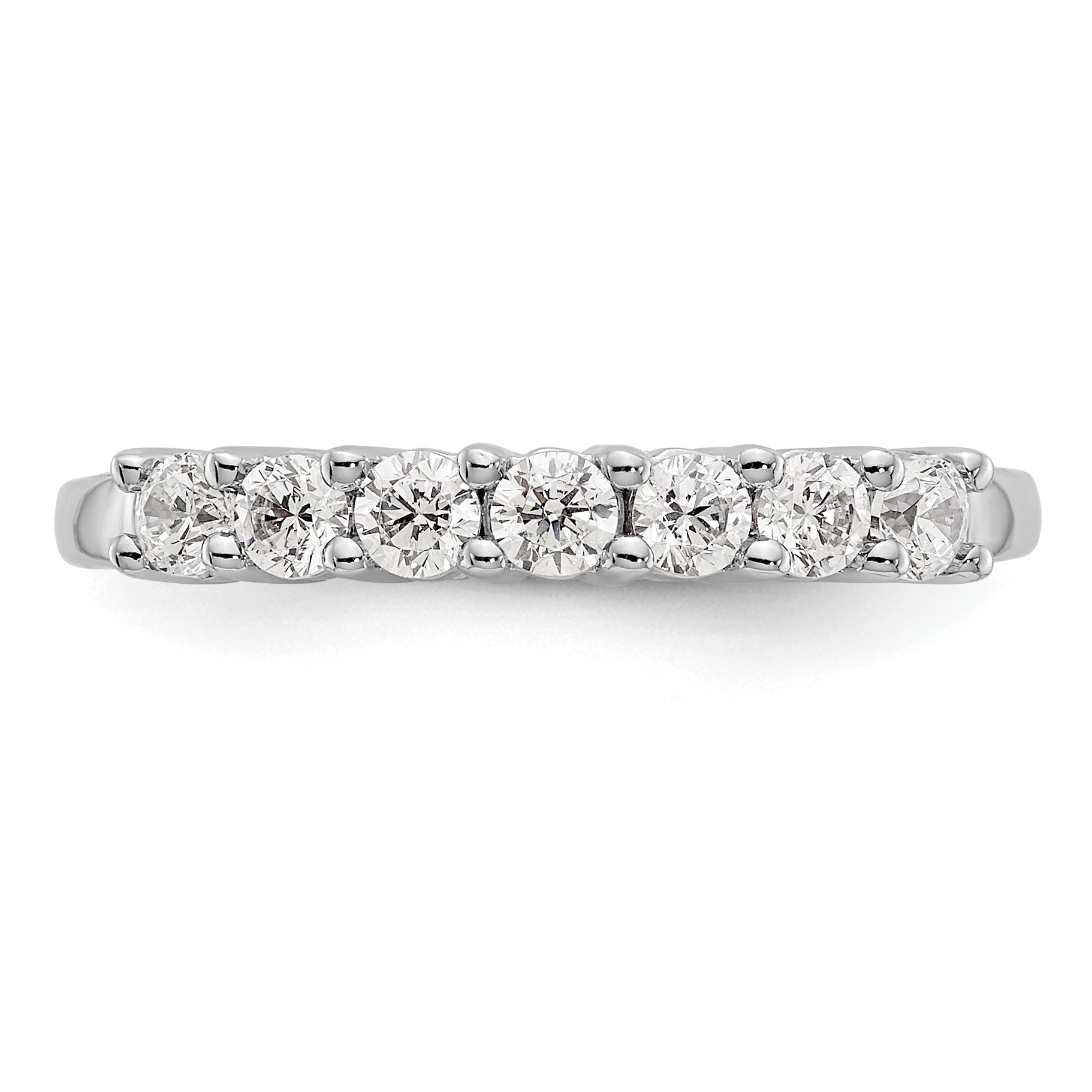 14K White Gold 7-Stone Shared Prong 1/2 carat Complete Round Diamond Band