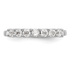 14K White Gold 7-Stone Shared Prong 1/2 carat Complete Round Diamond Band - 7