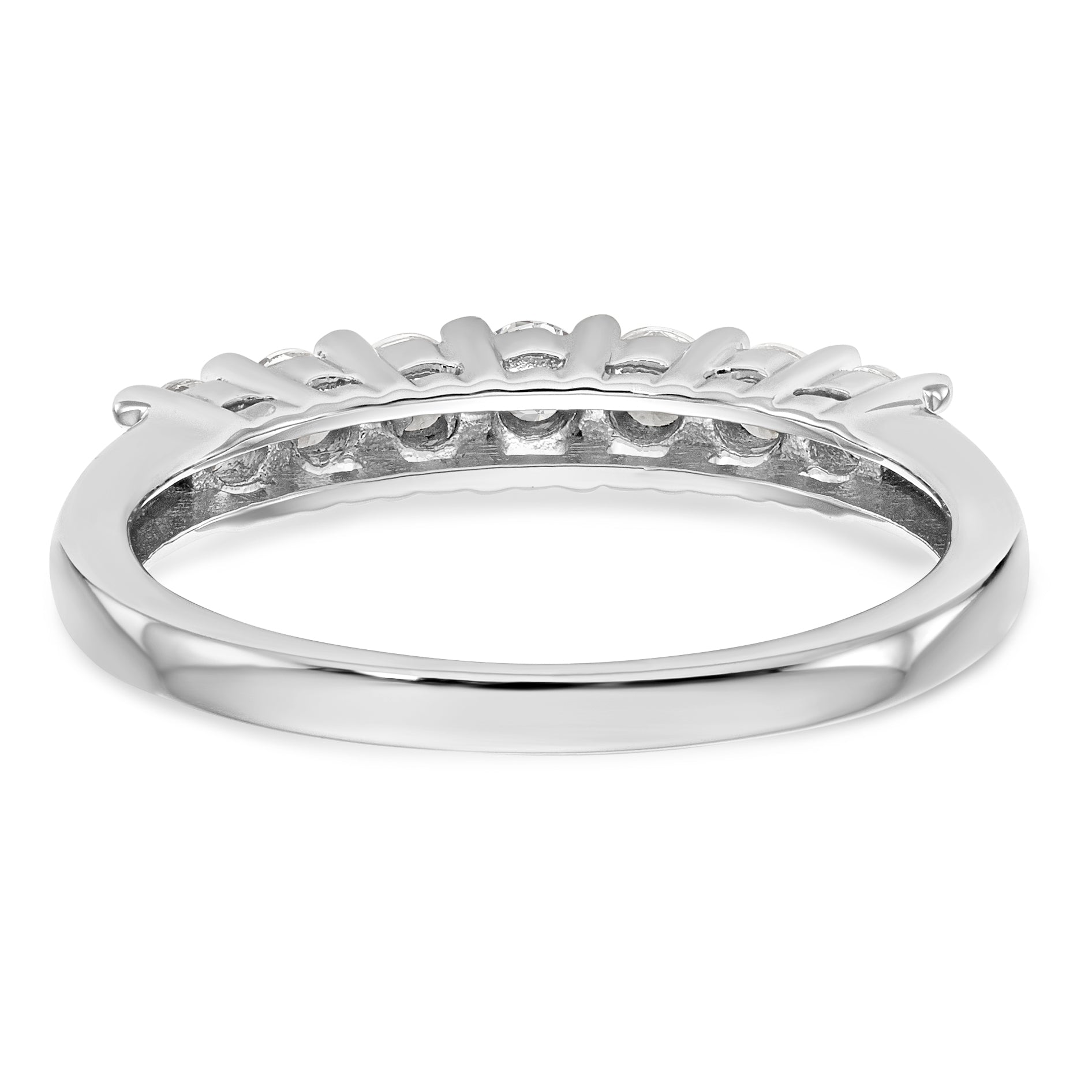 14K White Gold 7-Stone Shared Prong 1/2 carat Complete Round Diamond Band - 7