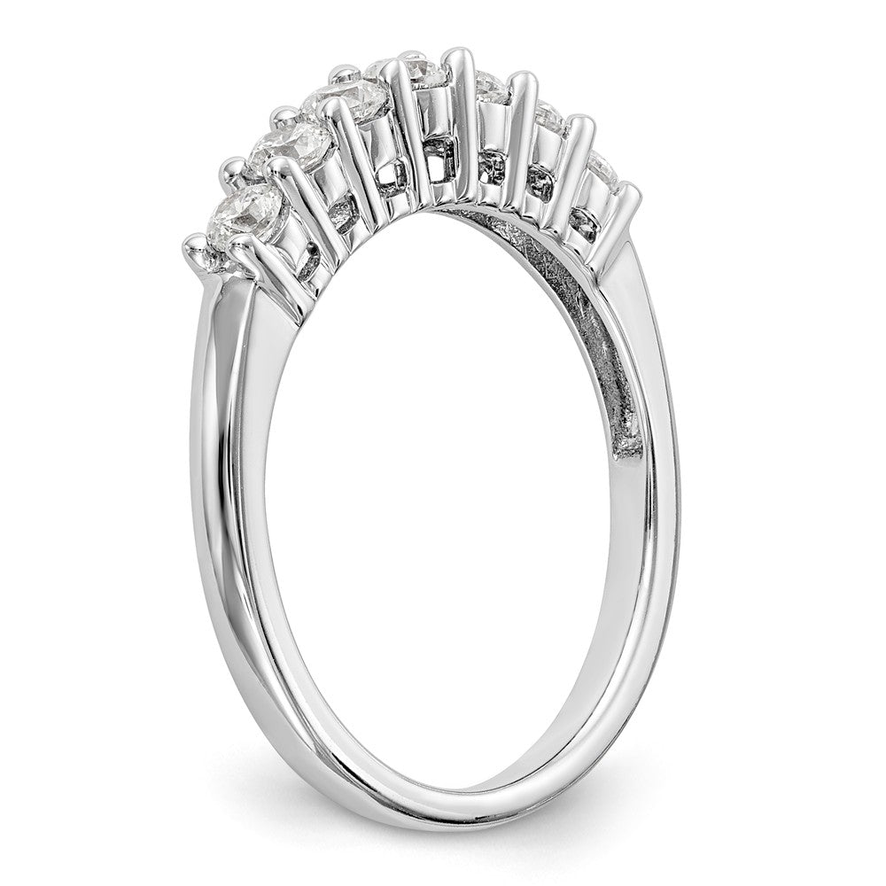 14K White Gold 7-Stone Shared Prong 1/2 carat Complete Round Diamond Band - 7