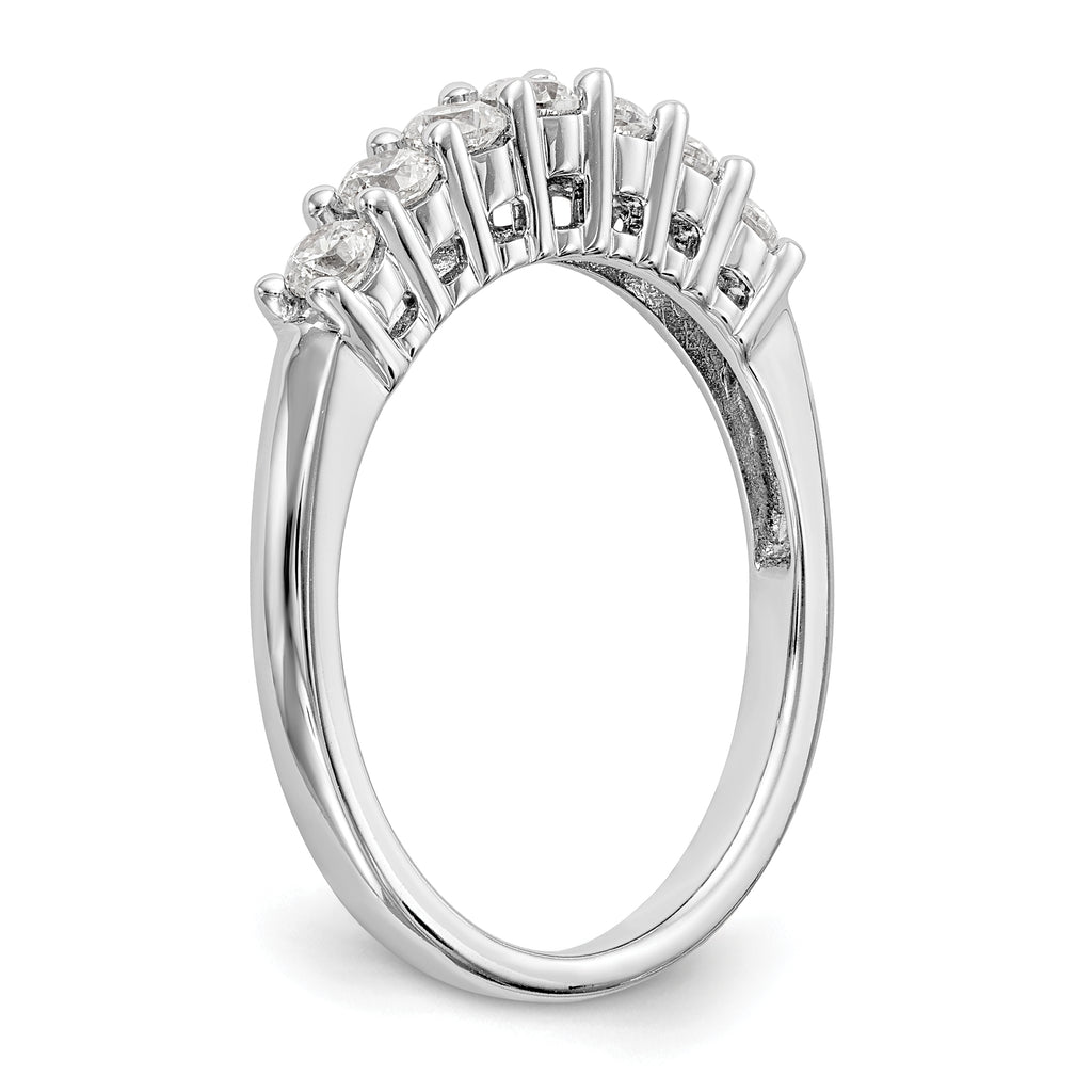 14K White Gold 7-Stone Shared Prong 1/2 carat Complete Round Diamond Band