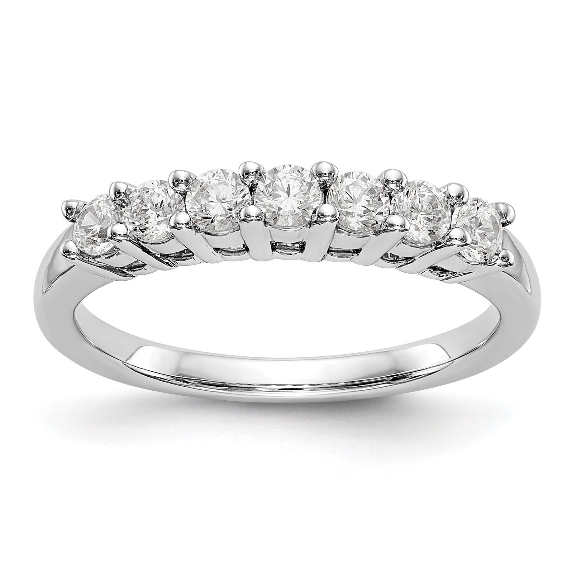 14K White Gold 7-Stone Shared Prong 1/2 carat Complete Round Diamond Band Main image