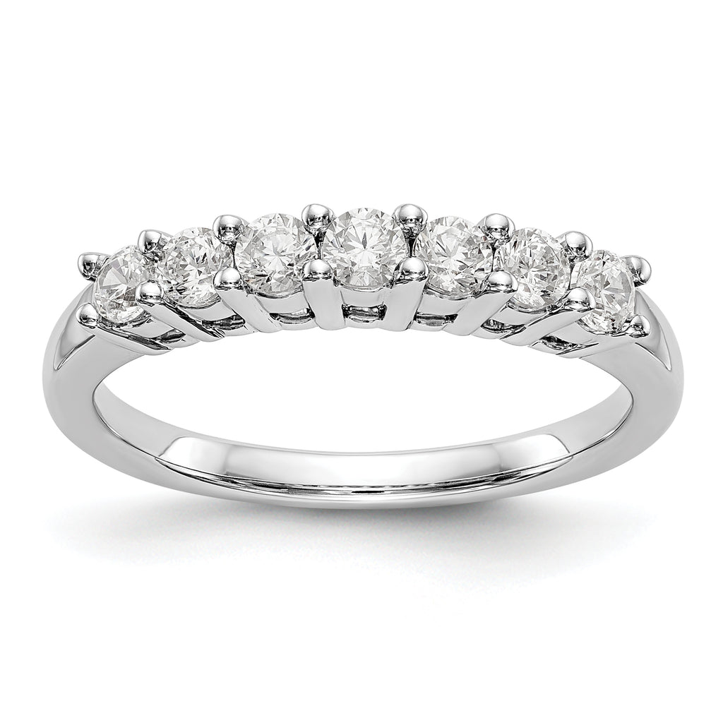 14K White Gold 7-Stone Shared Prong 1/2 carat Complete Round Diamond Band