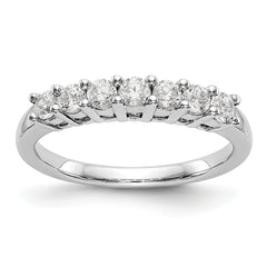 14K White Gold 7-Stone Shared Prong 1/2 carat Complete Round Diamond Band - 7