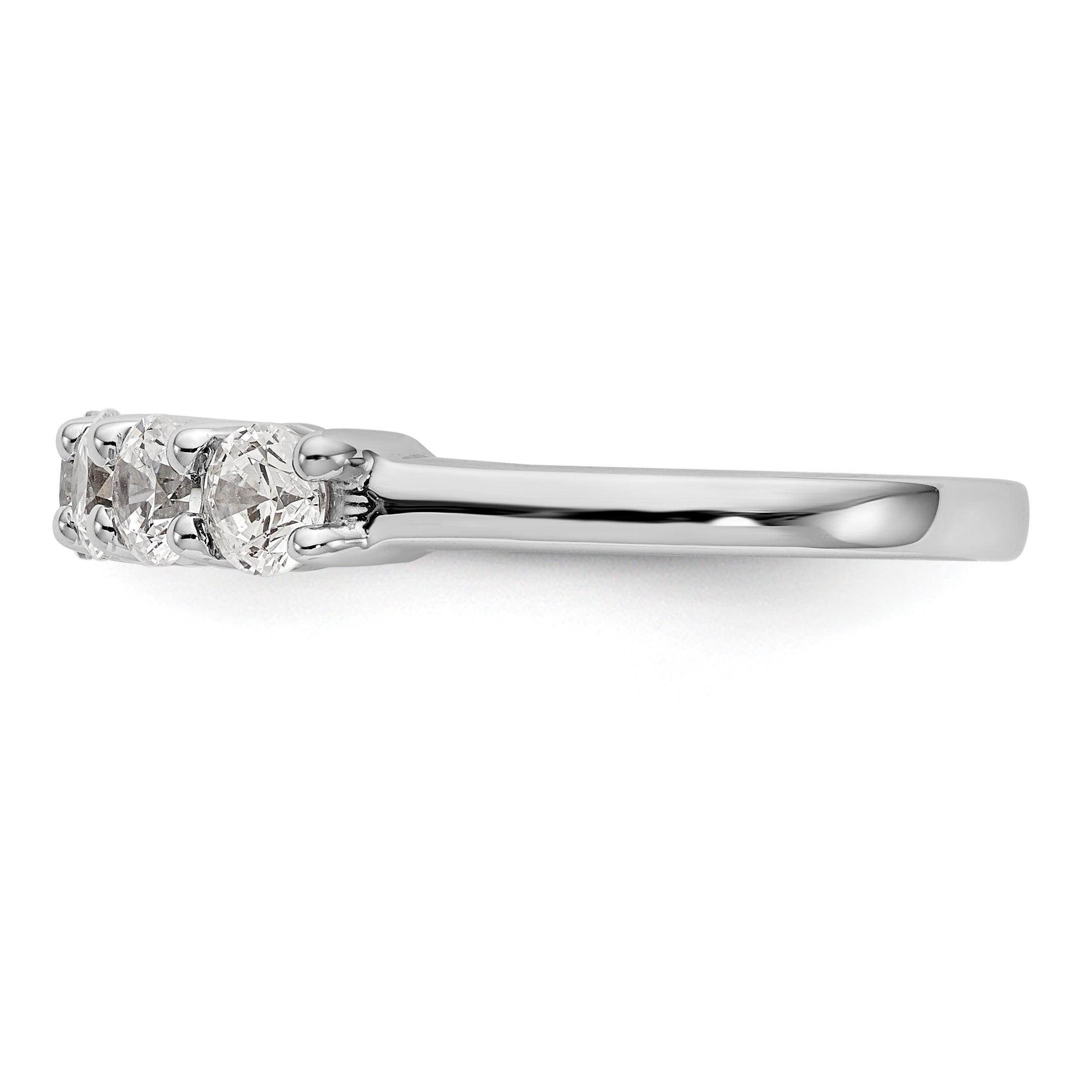 14K White Gold 7-Stone Shared Prong 3/4 carat Complete Round Diamond Band - 7