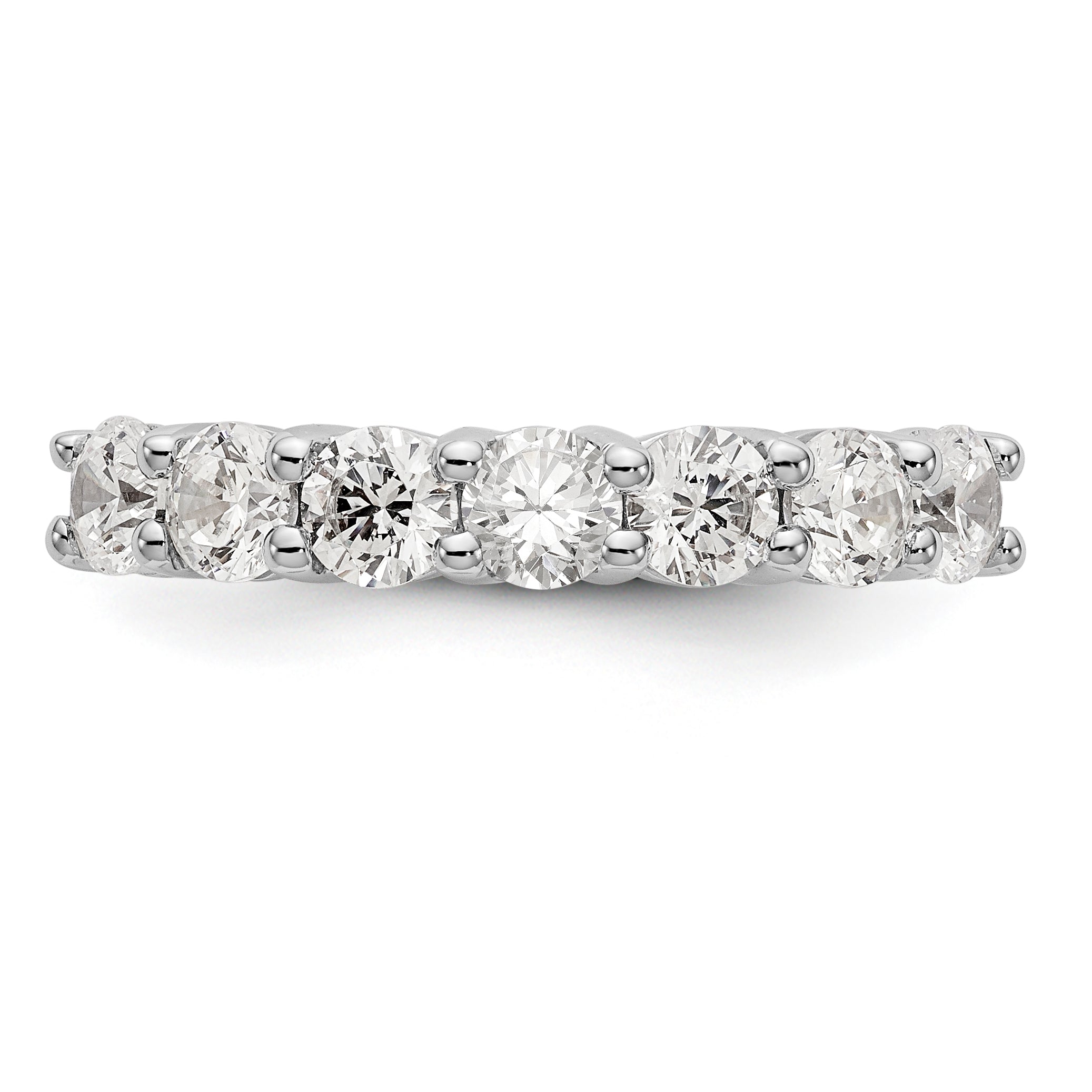 14K White Gold 7-Stone Shared Prong 3/4 carat Complete Round Diamond Band - 7