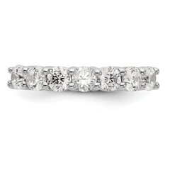 14K White Gold 7-Stone Shared Prong 3/4 carat Complete Round Diamond Band - 7