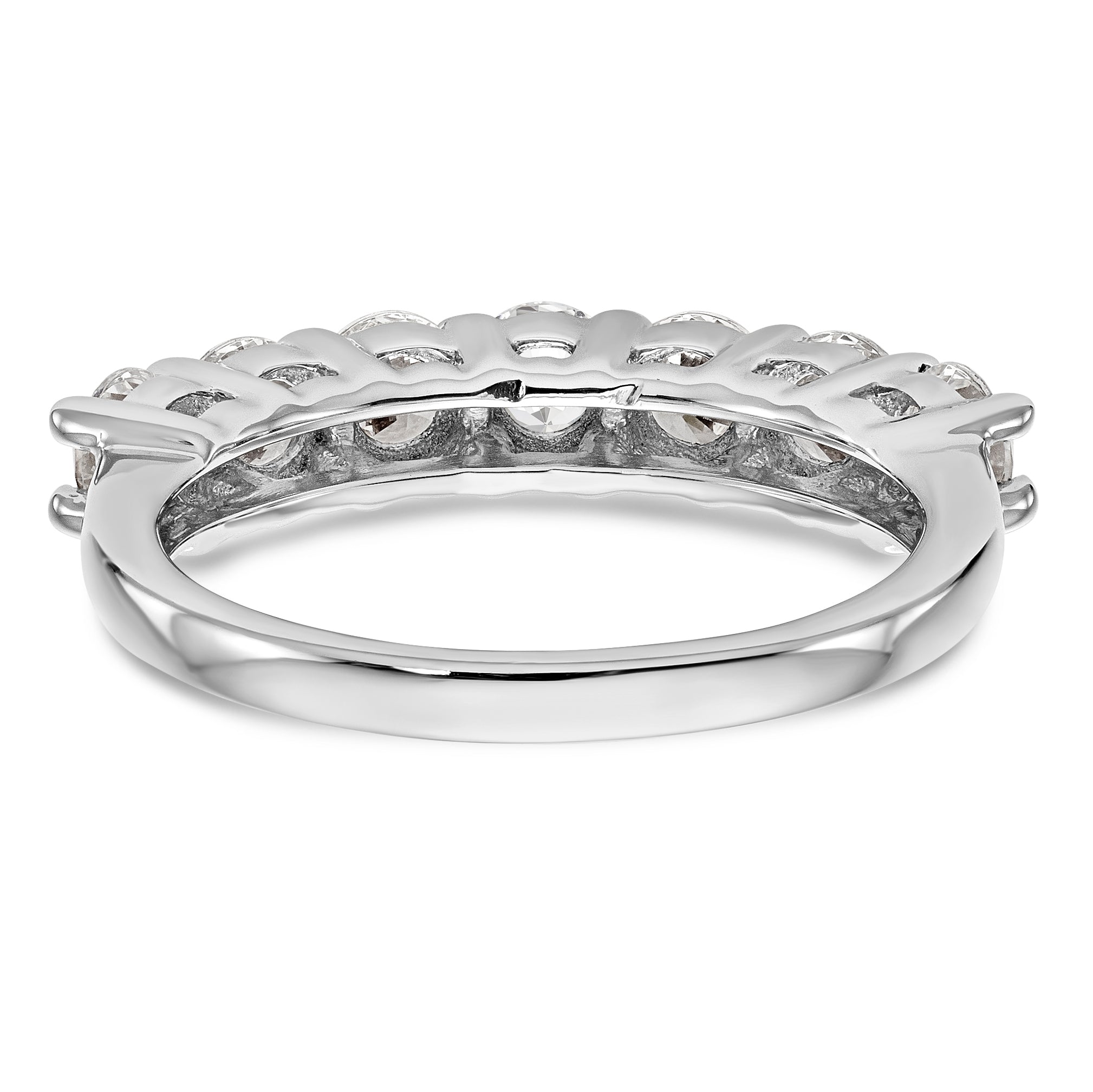 14K White Gold 7-Stone Shared Prong 3/4 carat Complete Round Diamond Band - 7