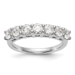 14K White Gold 7-Stone Shared Prong 3/4 carat Complete Round Diamond Band - 7