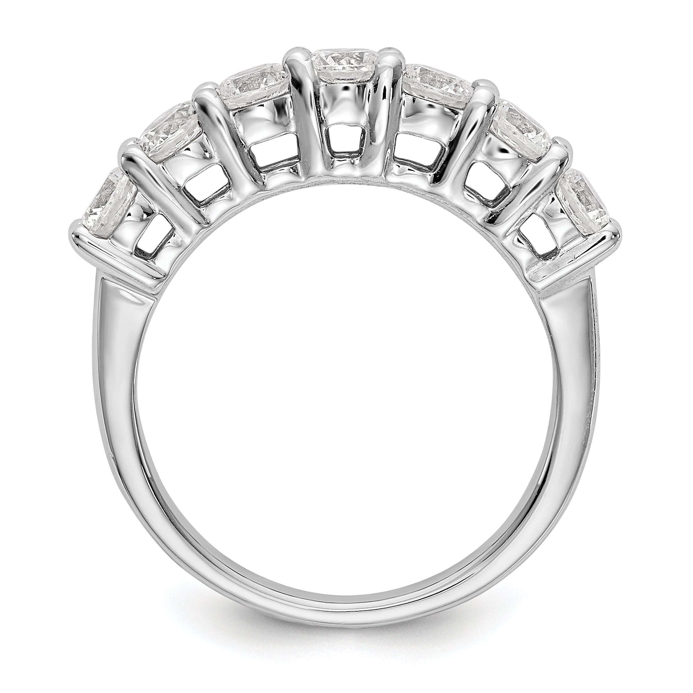 14K White Gold 7-Stone Shared Prong 3/4 carat Complete Round Diamond Band Secondary image