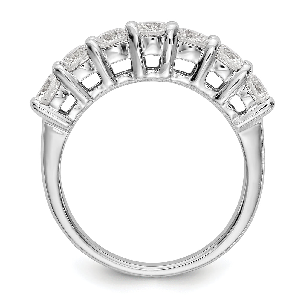 14K White Gold 7-Stone Shared Prong 3/4 carat Complete Round Diamond Band