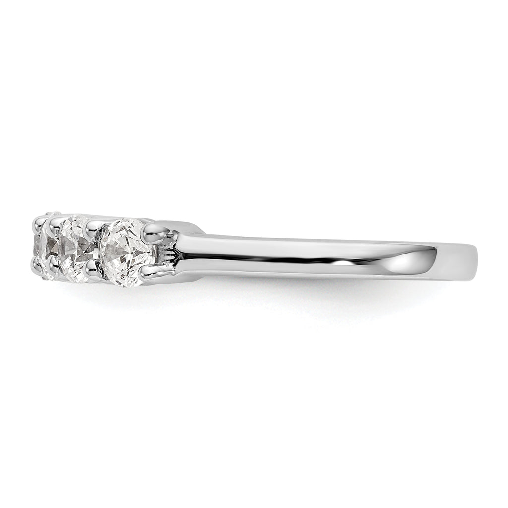 14K White Gold 7-Stone Shared Prong 3/4 carat Complete Round Diamond Band