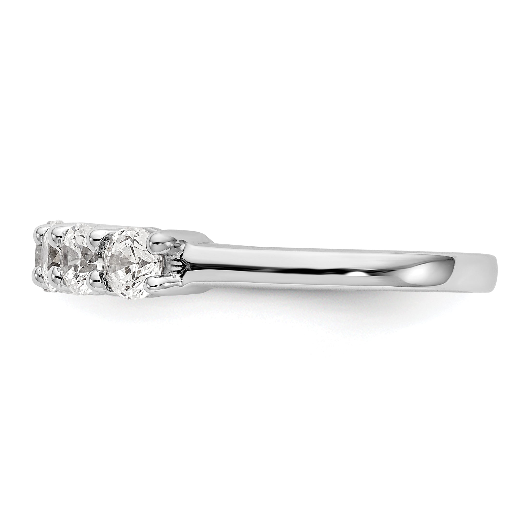 14K White Gold 7-Stone Shared Prong 3/4 carat Complete Round Diamond Band