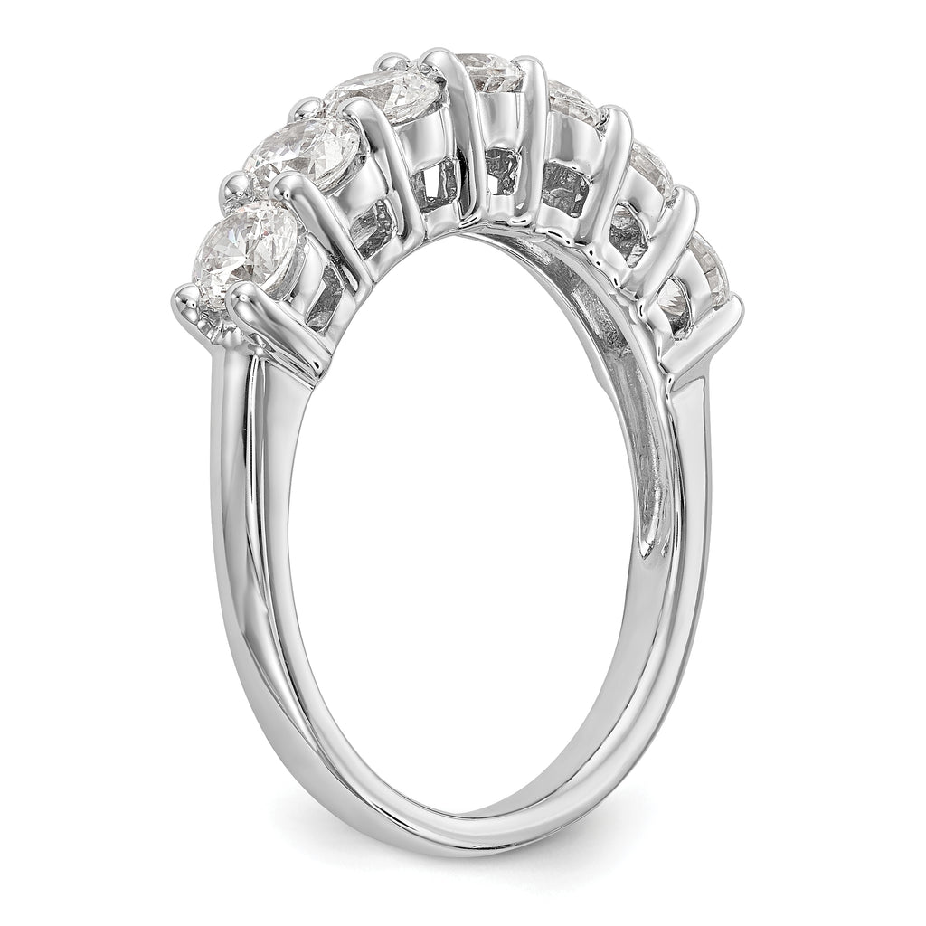 14K White Gold 7-Stone Shared Prong 3/4 carat Complete Round Diamond Band