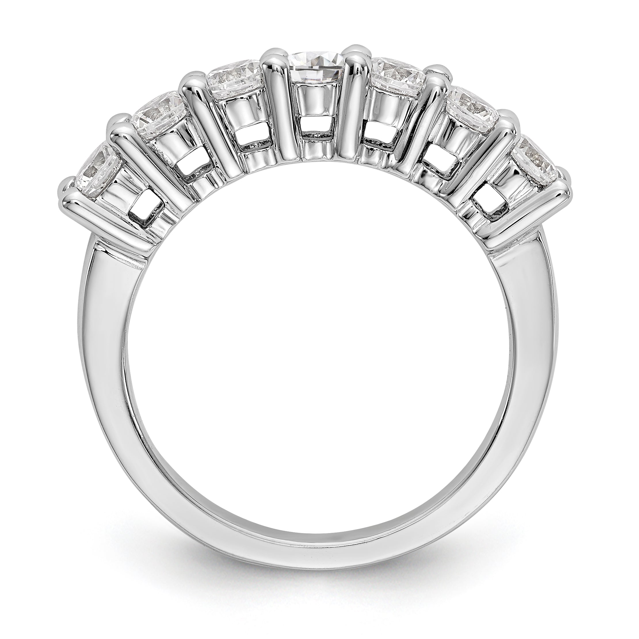 14K White Gold 7-Stone Shared Prong 1 carat Complete Round Diamond Band - 7