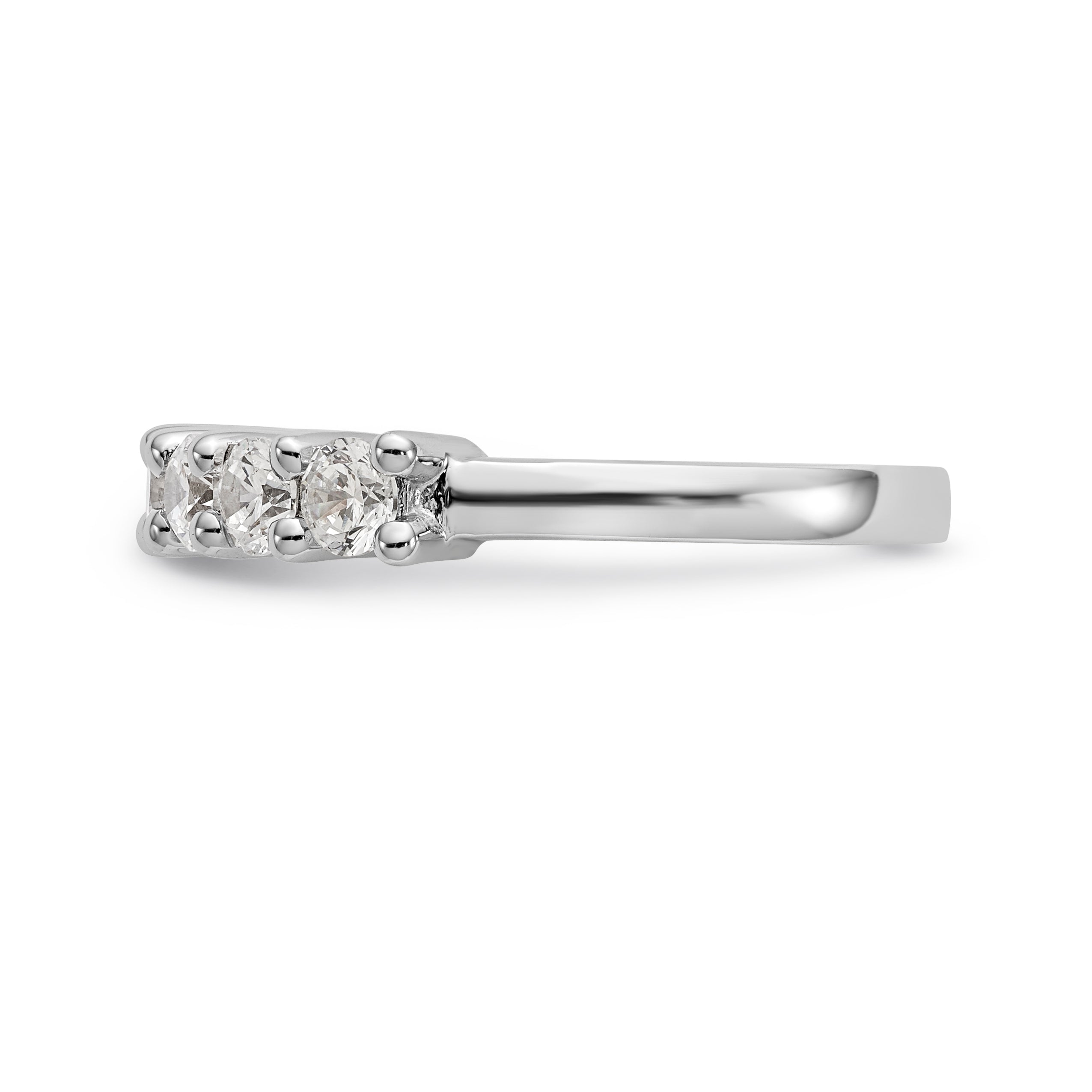 14K White Gold 7-Stone Shared Prong 1 carat Complete Round Diamond Band - 7