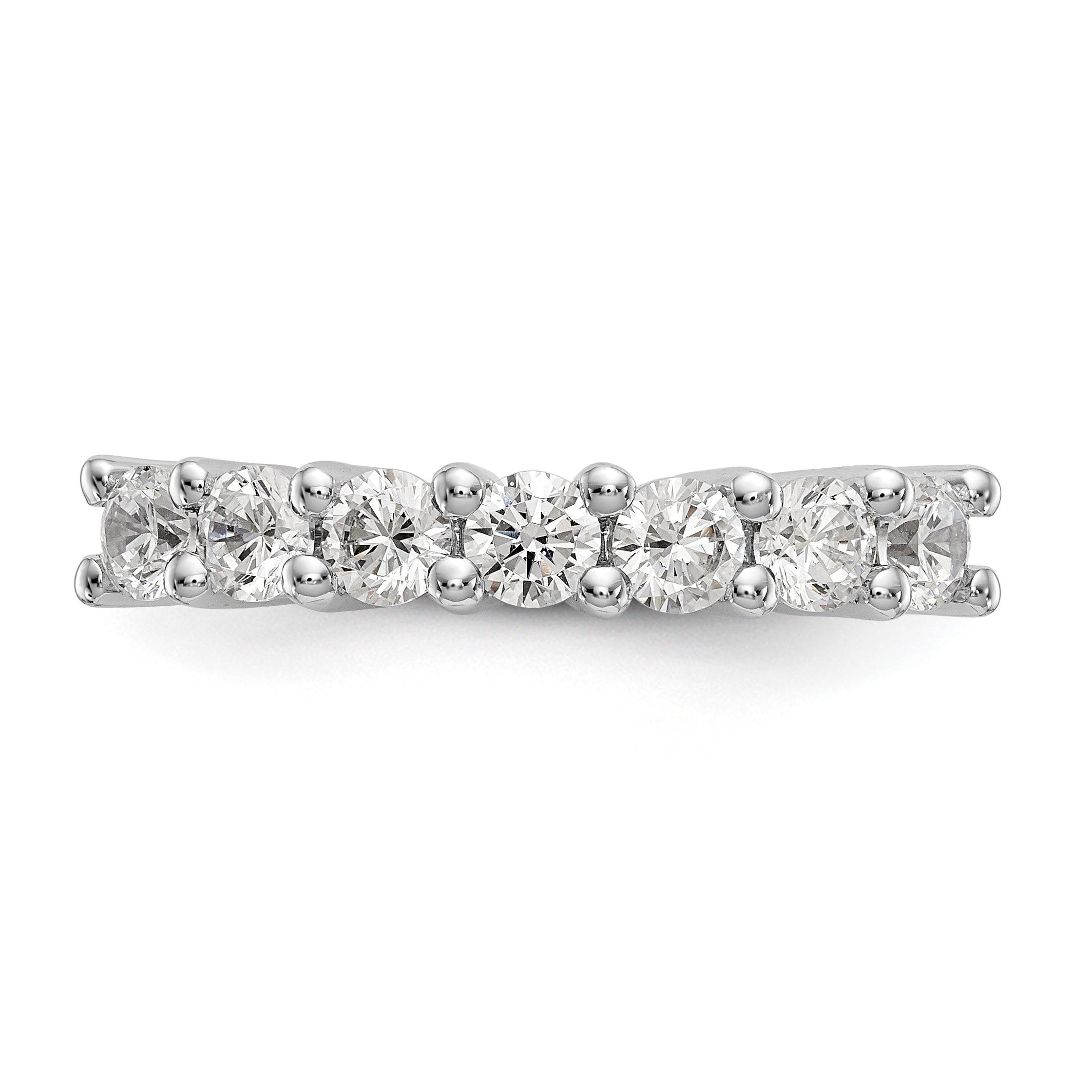 14K White Gold 7-Stone Shared Prong 1 carat Complete Round Diamond Band - 7