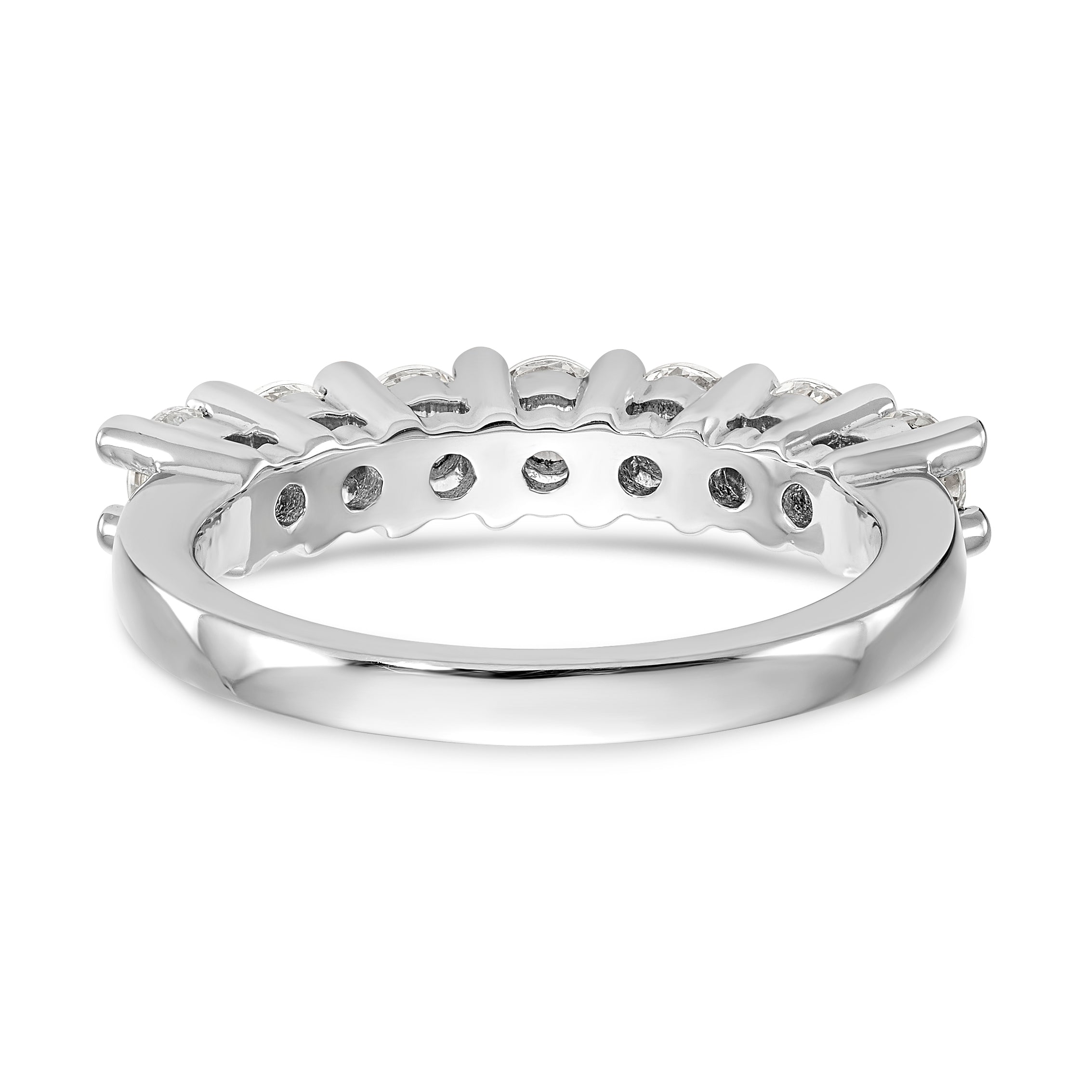 14K White Gold 7-Stone Shared Prong 1 carat Complete Round Diamond Band - 7