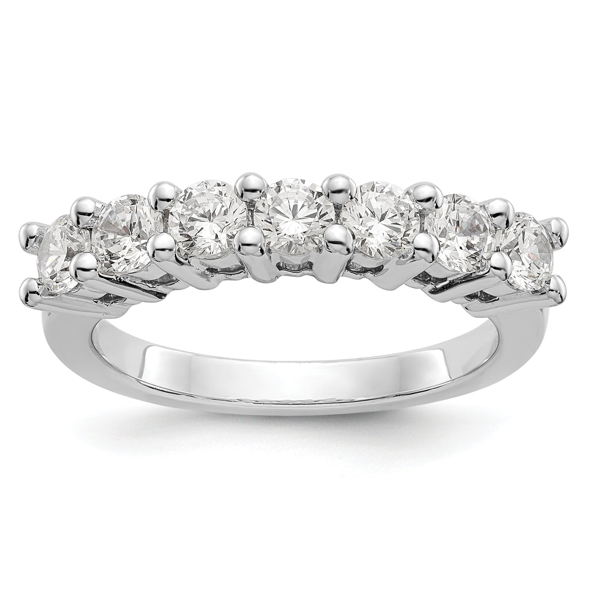 14K White Gold 7-Stone Shared Prong 1 carat Complete Round Diamond Band - 7
