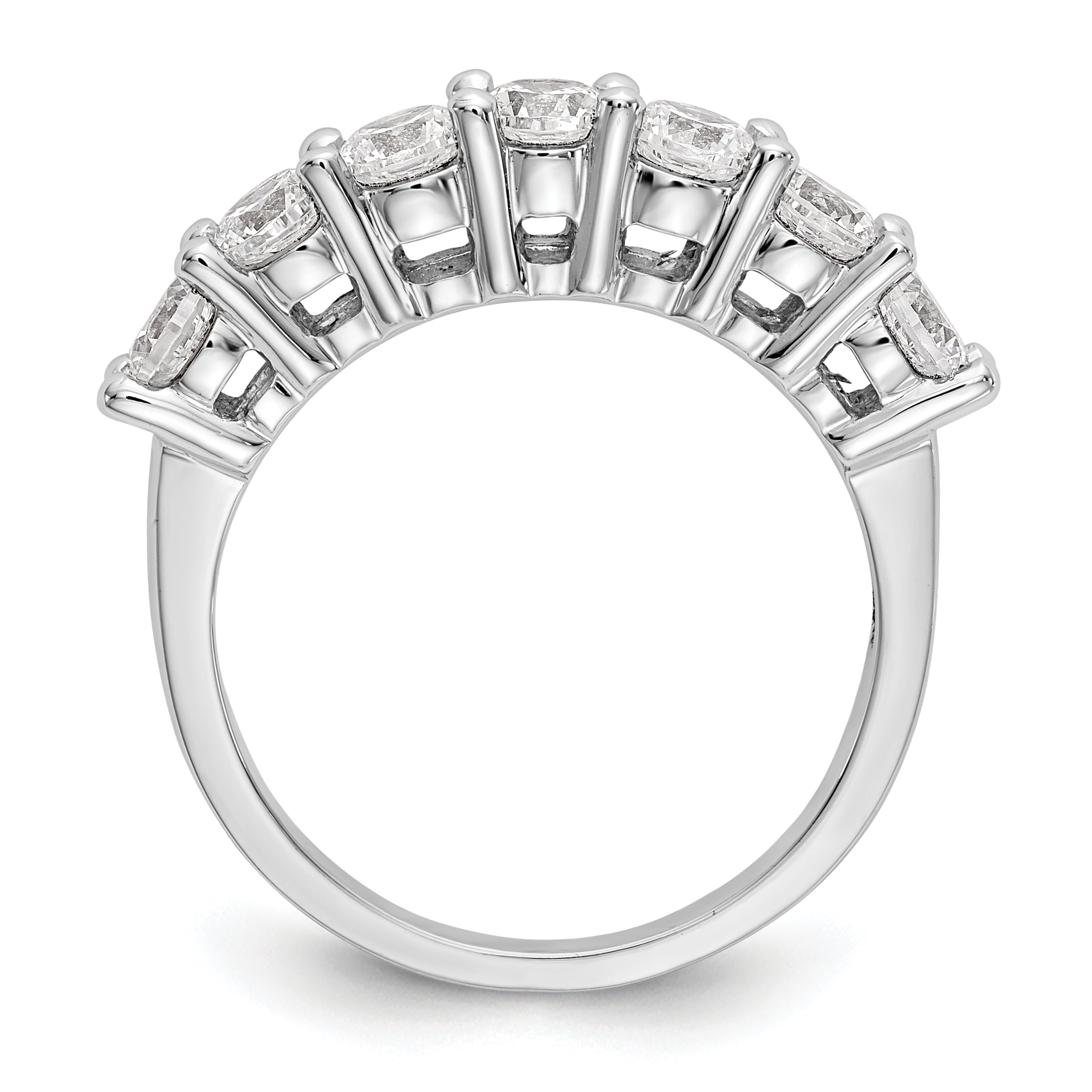 14K White Gold 7-Stone Shared Prong 1.4 carat Complete Round Diamond Band - 7