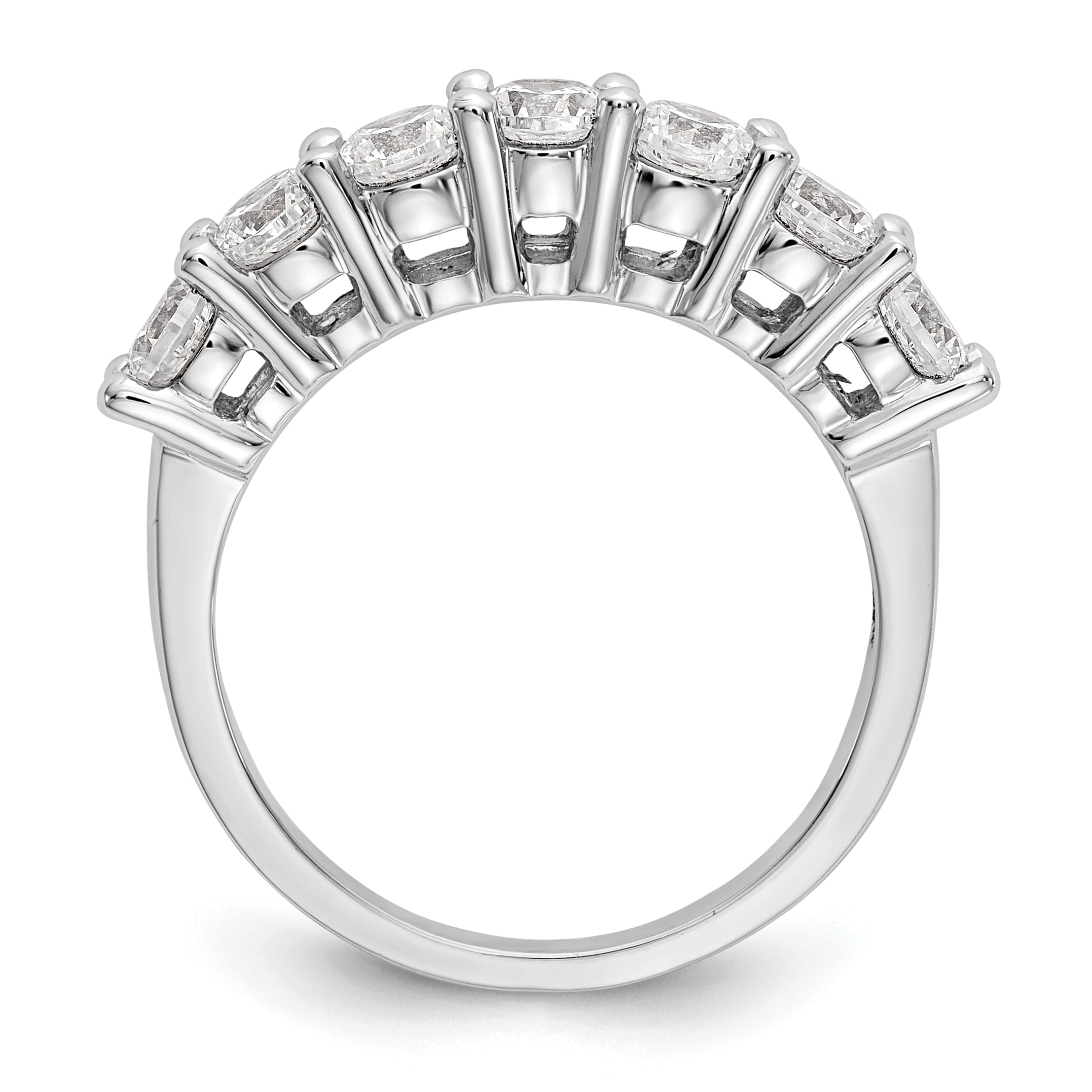 14K White Gold 7-Stone Shared Prong 1.4 carat Complete Round Diamond Band