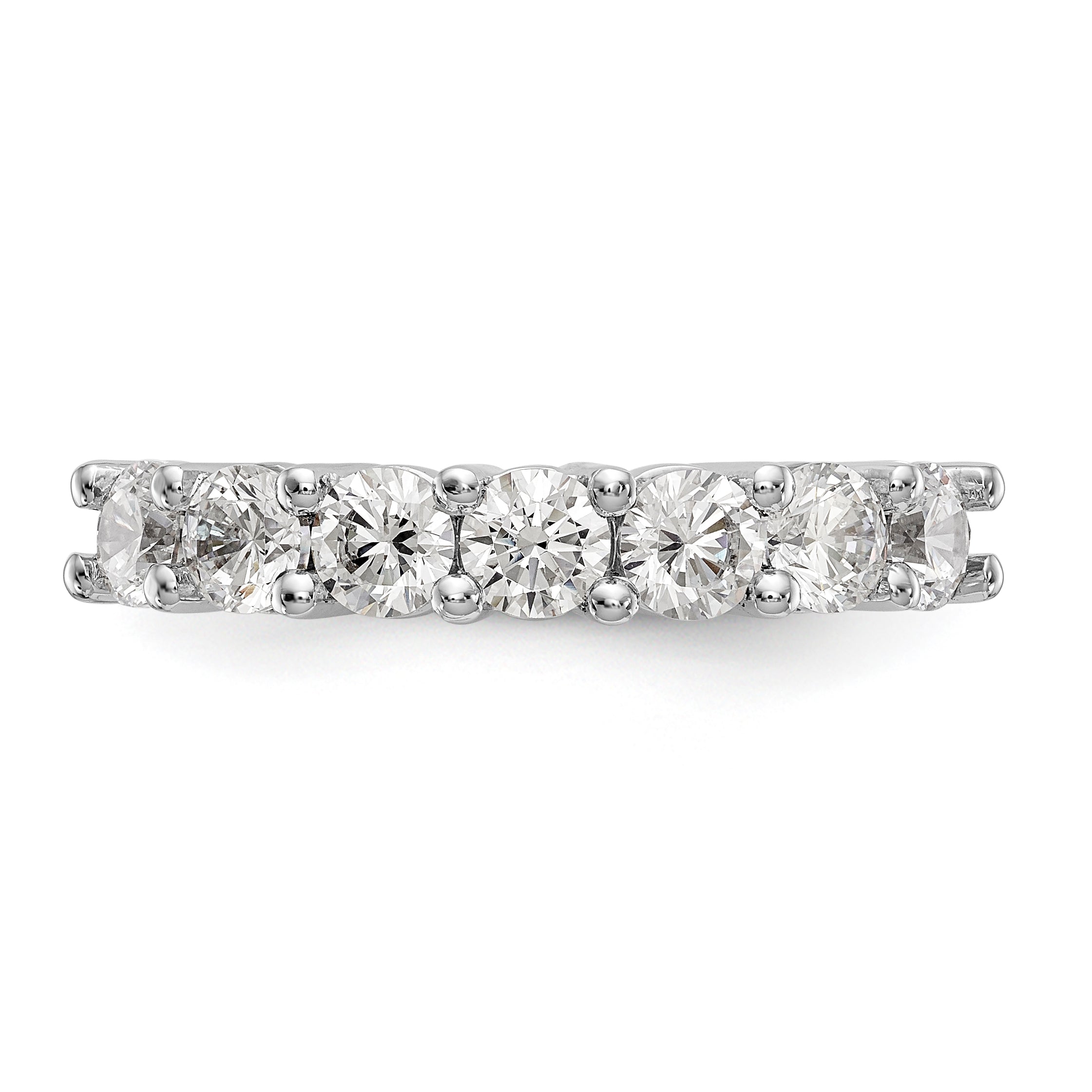 14K White Gold 7-Stone Shared Prong 1.4 carat Complete Round Diamond Band - 7