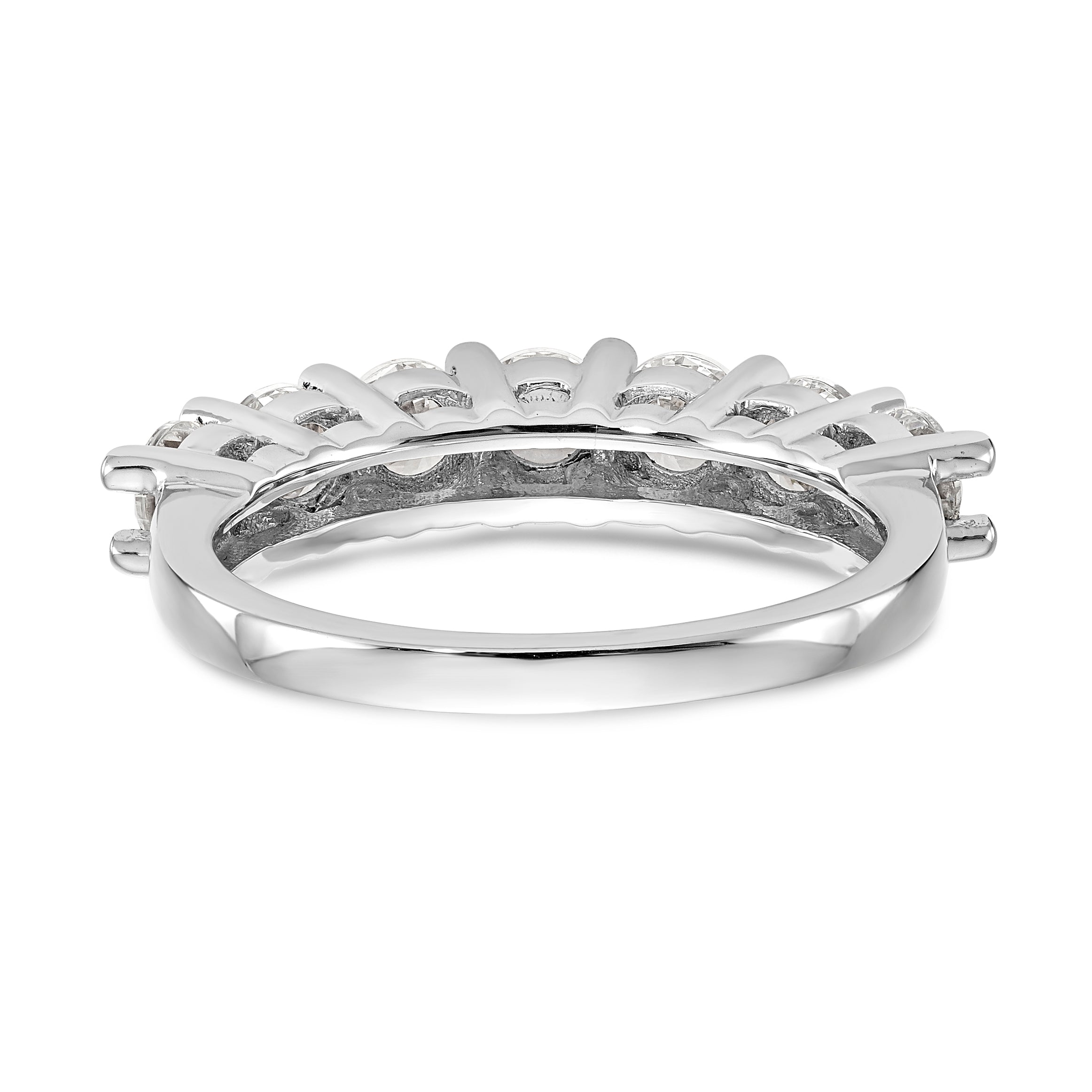 14K White Gold 7-Stone Shared Prong 1.4 carat Complete Round Diamond Band - 7