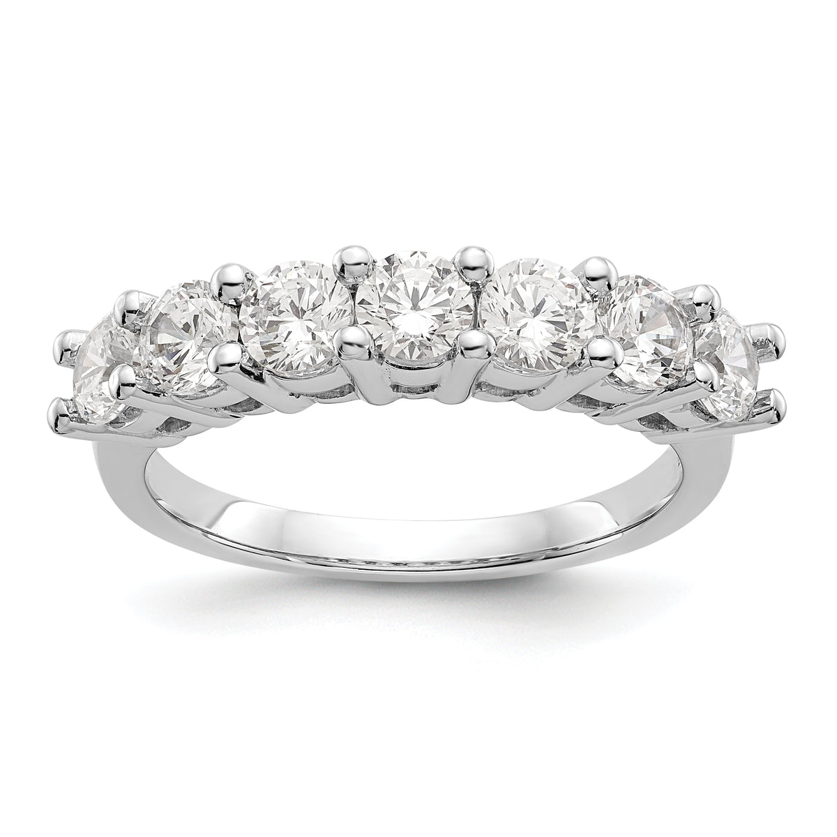 14K White Gold 7-Stone Shared Prong 1.4 carat Complete Round Diamond Band - 7