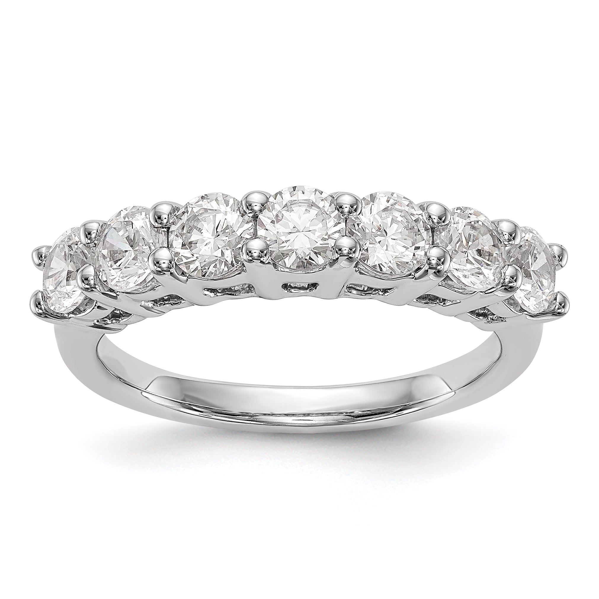 14K White Gold 7-Stone Shared Prong 1.4 carat Complete Round Diamond Band