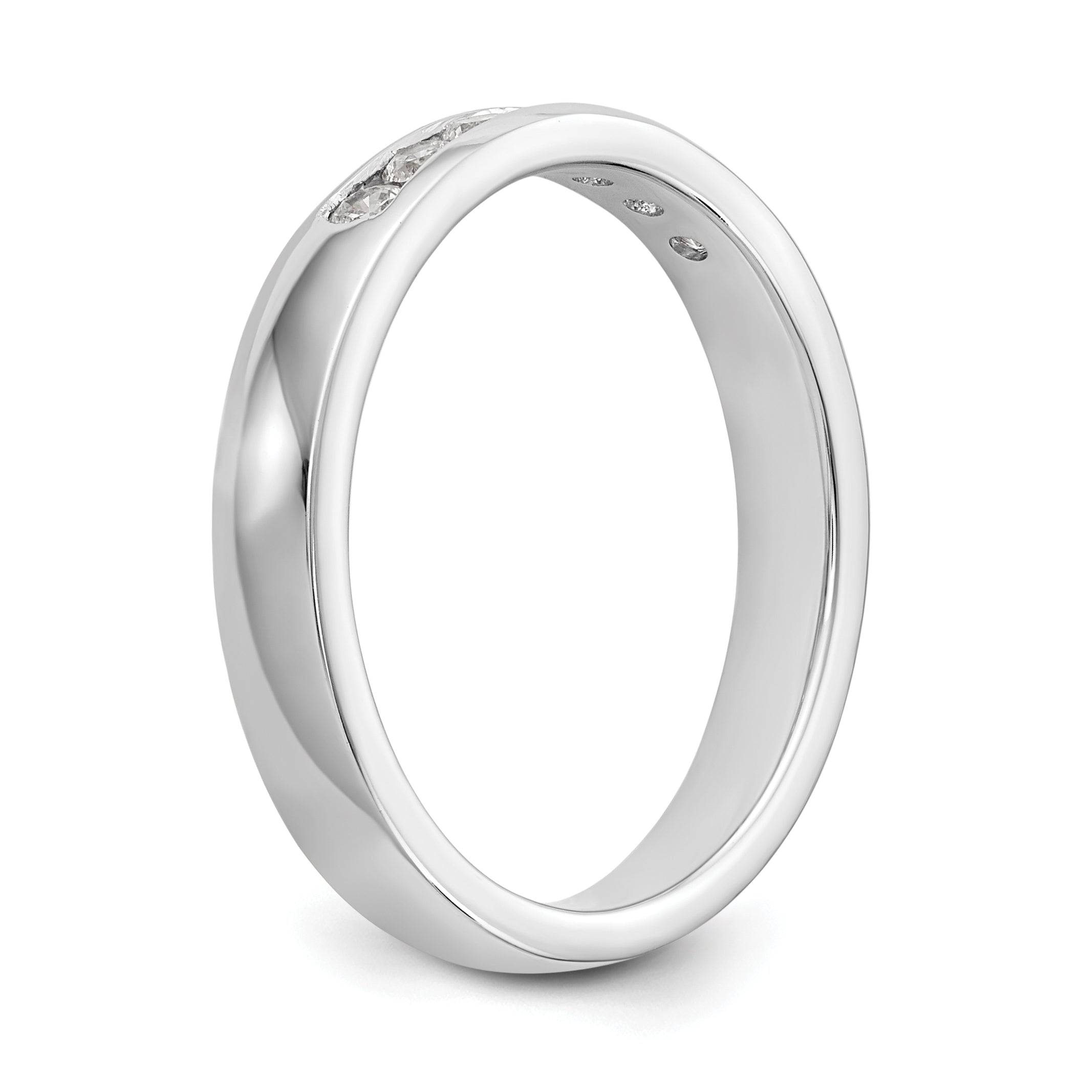 14K White Gold 7-Stone 1/4 carat Round Diamond Complete Channel Band