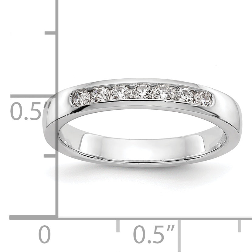 14K White Gold 7-Stone 1/4 carat Round Diamond Complete Channel Band