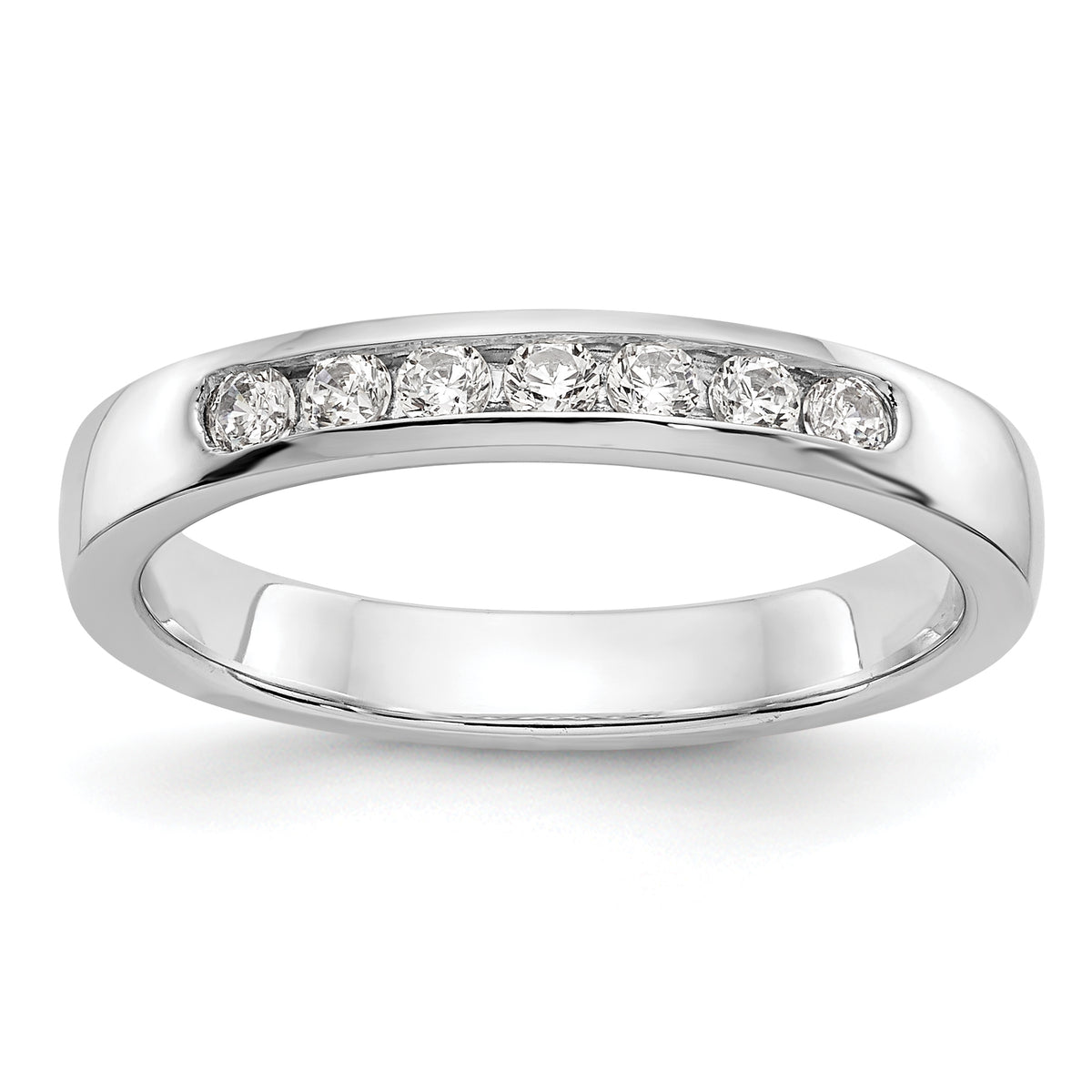 14K White Gold 7-Stone 1/4 carat Round Diamond Complete Channel Band - 6