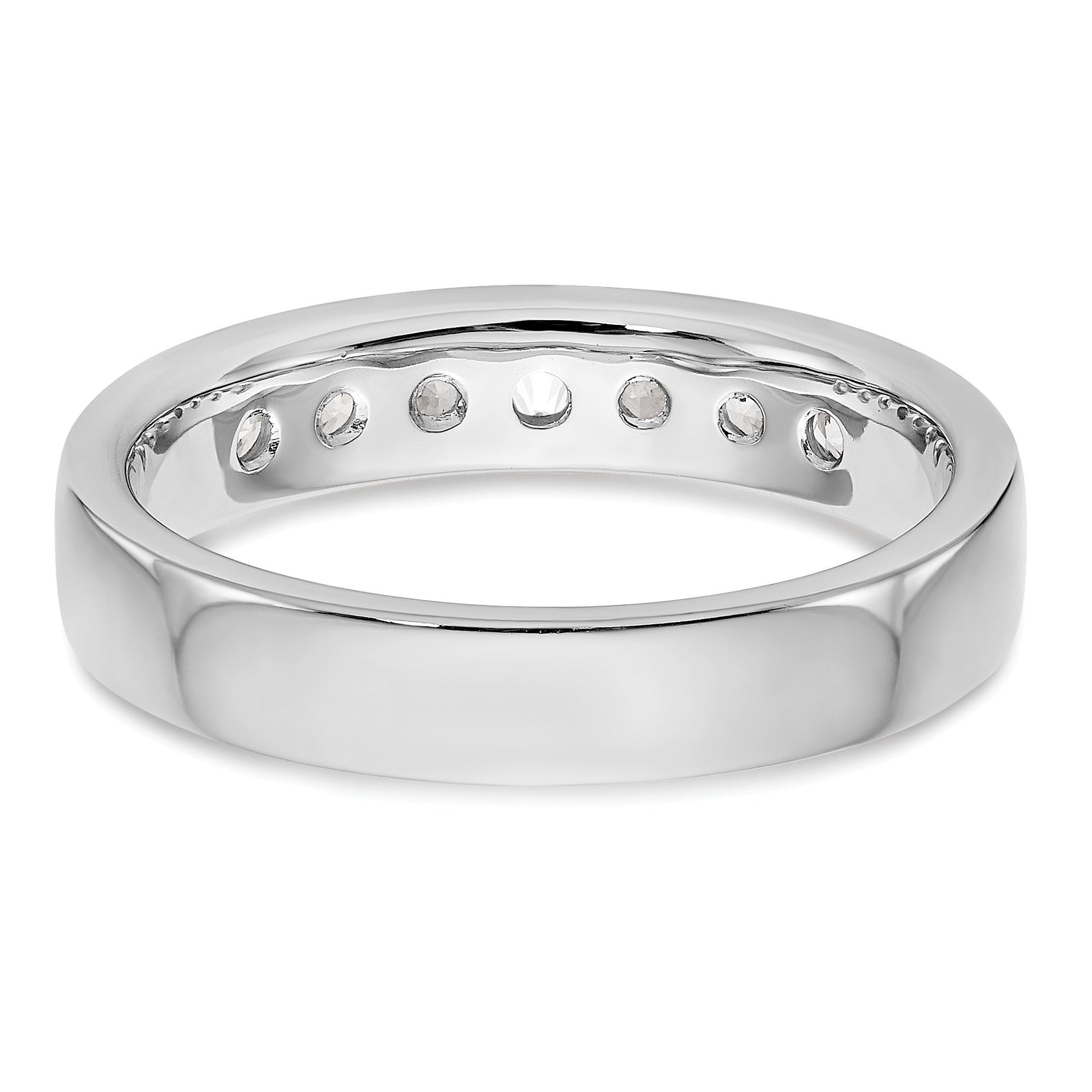14K White Gold 7-Stone 3/8 carat Round Diamond Complete Channel Band