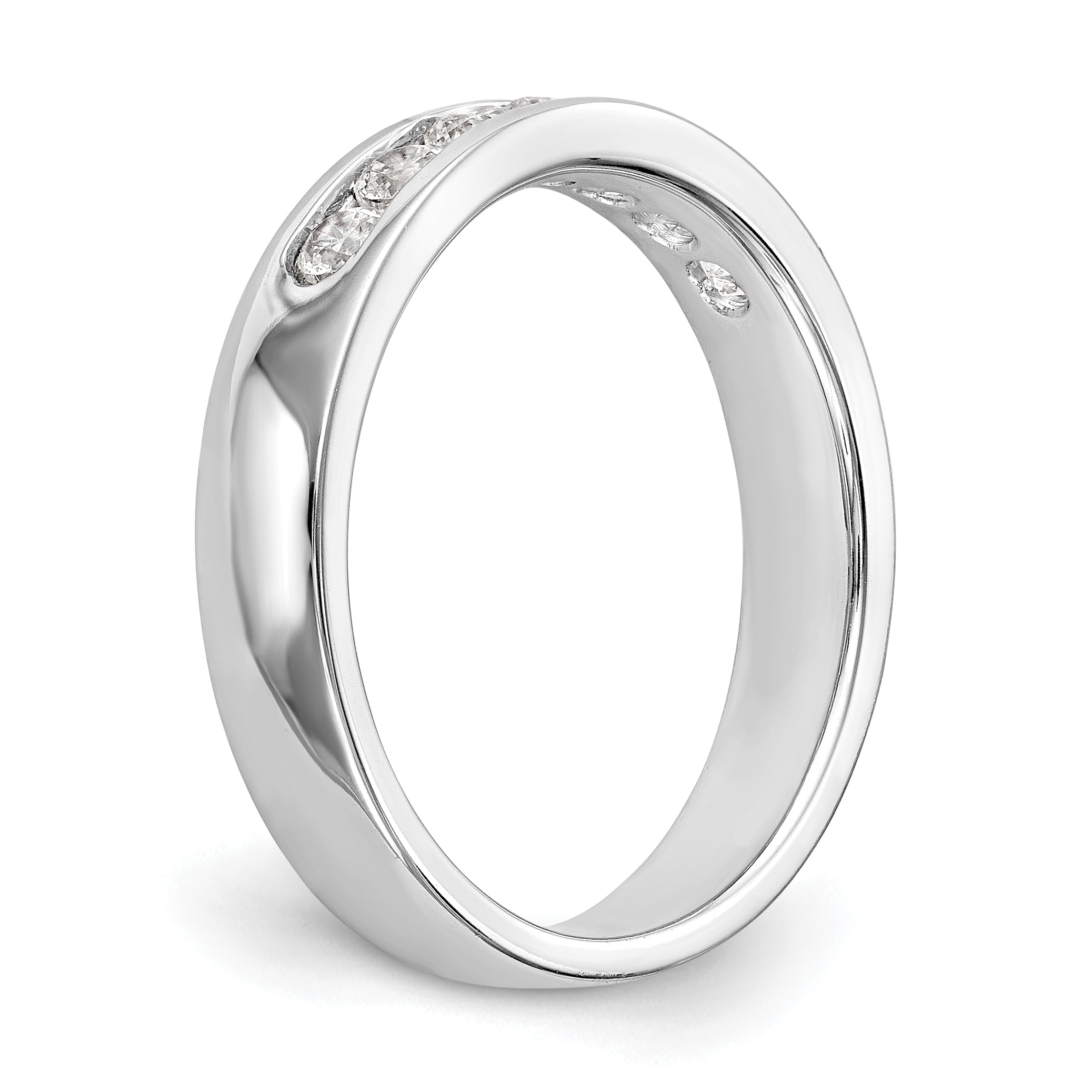 14K White Gold 7-Stone 3/8 carat Round Diamond Complete Channel Band