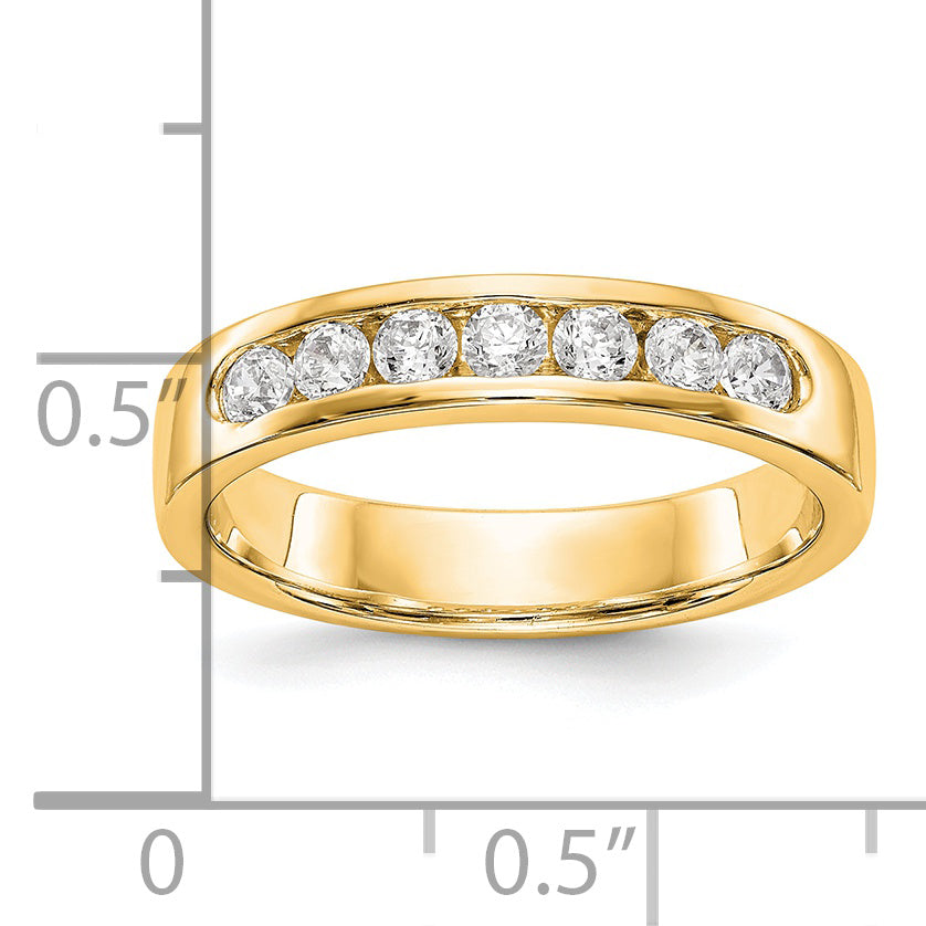 14K Yellow Gold 7-Stone 3/8 carat Round Diamond Complete Channel Band