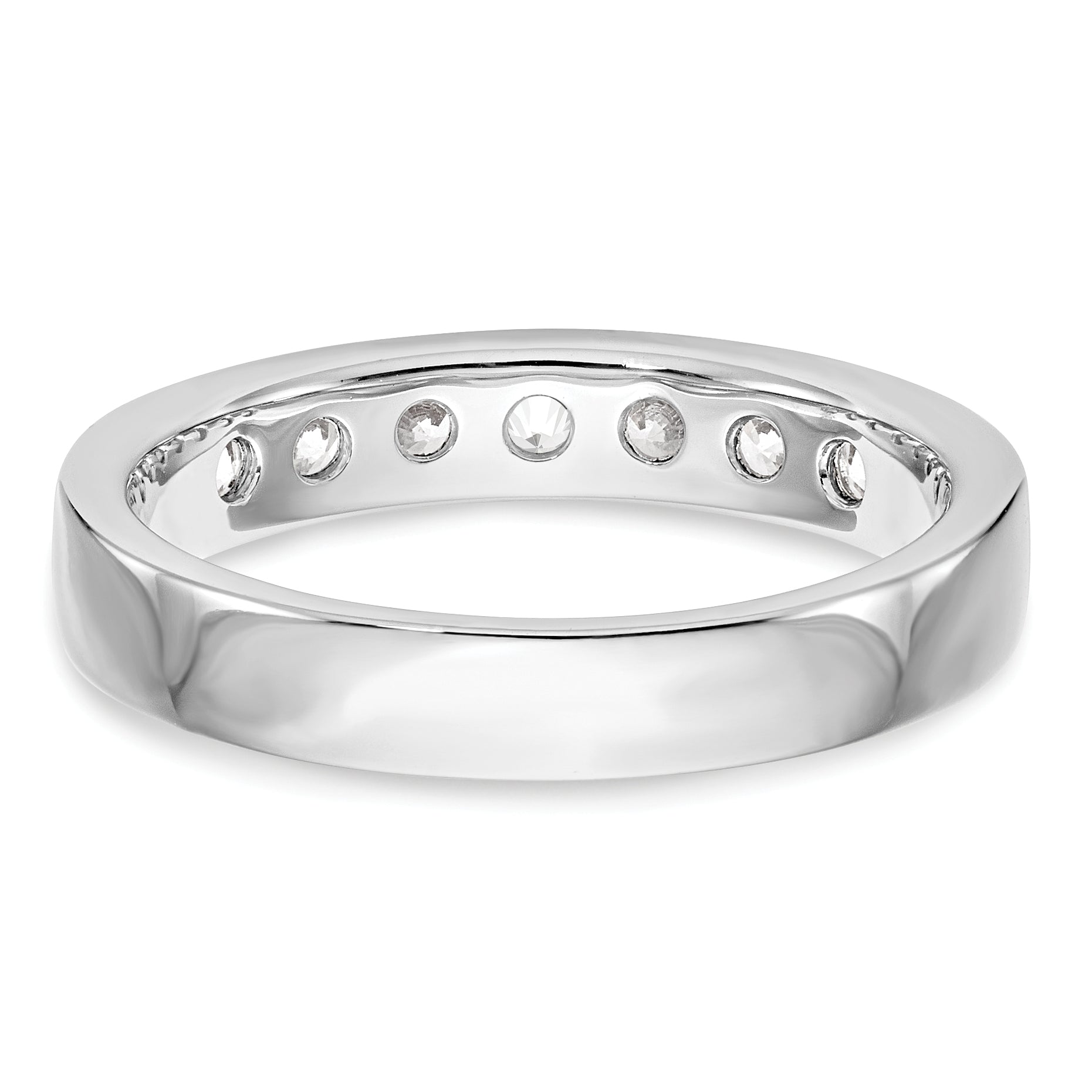 14K White Gold 7-Stone 1/2 carat Round Diamond Complete Channel Band