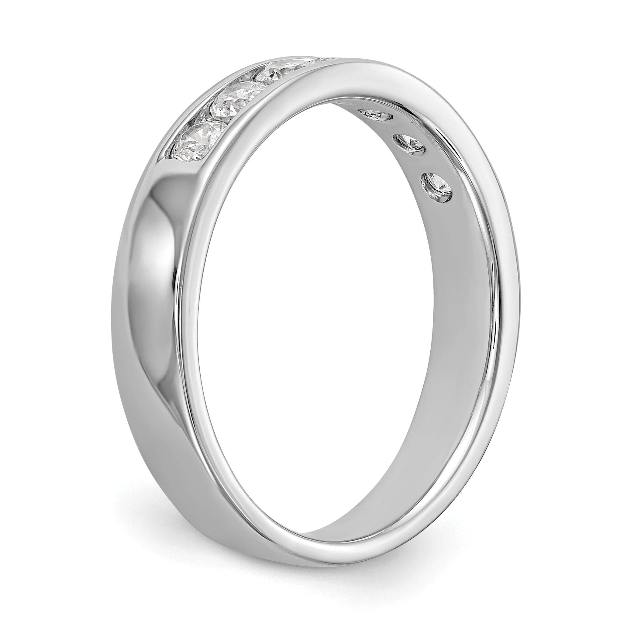 14K White Gold 7-Stone 1/2 carat Round Diamond Complete Channel Band