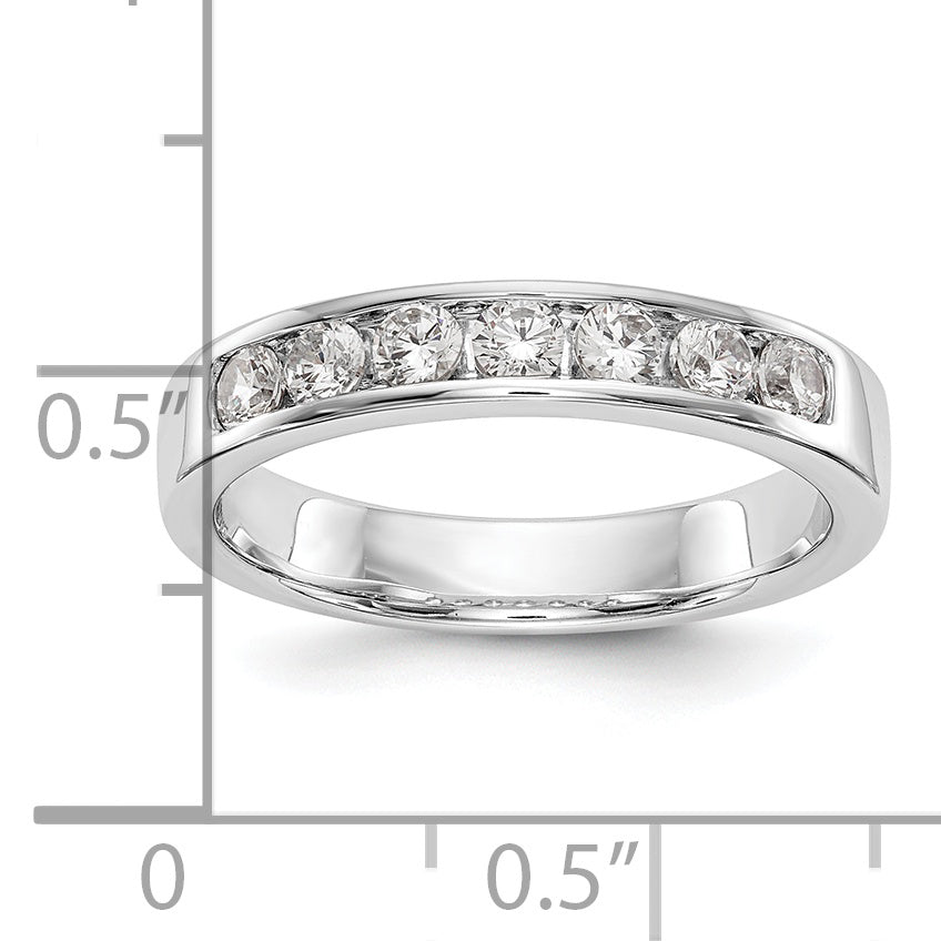 14K White Gold 7-Stone 1/2 carat Round Diamond Complete Channel Band