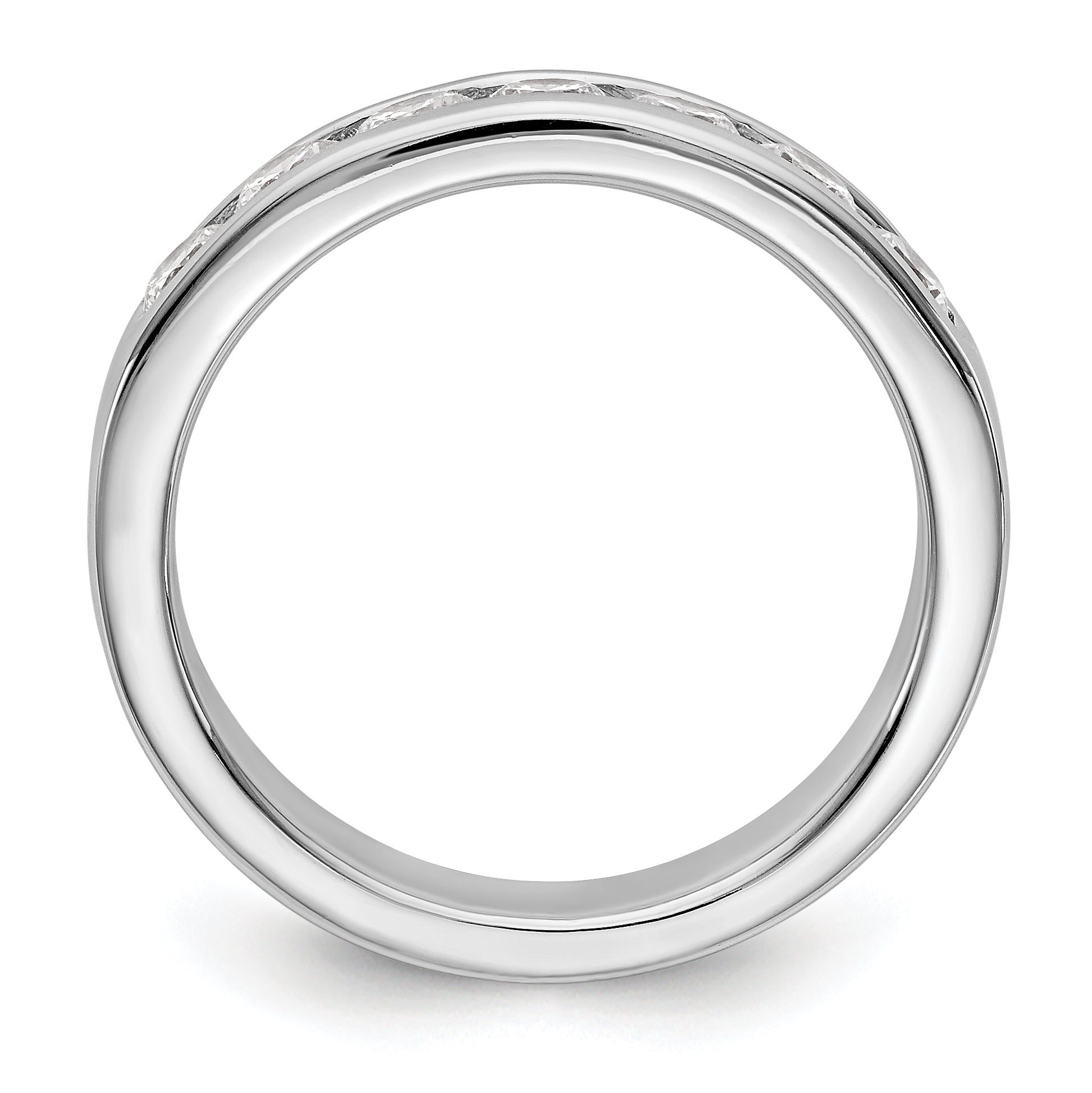 14K White Gold 7-Stone 3/4 carat Round Diamond Complete Channel Band - 6